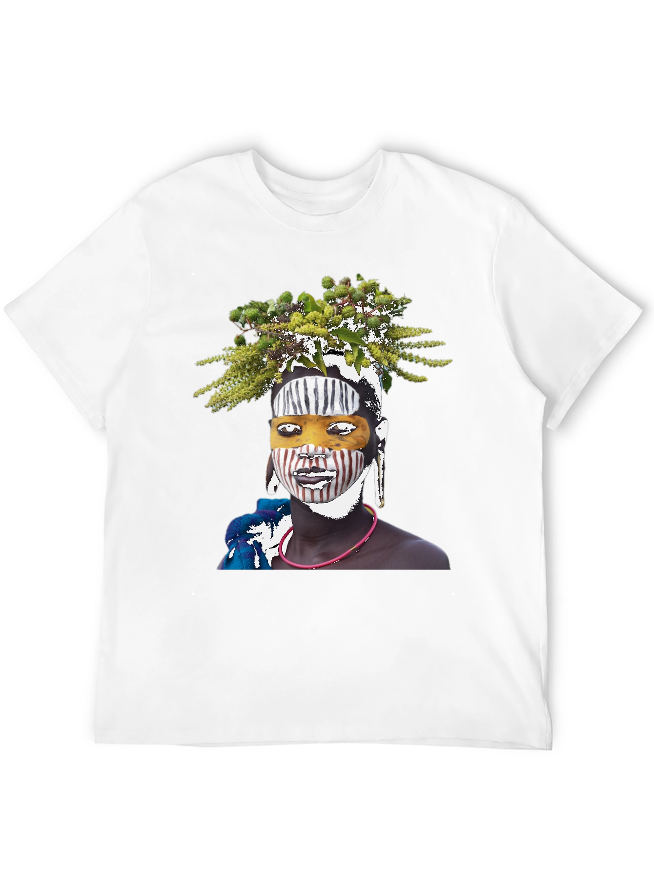 Black Tribal Face Art Graphic T-Shirt view 12