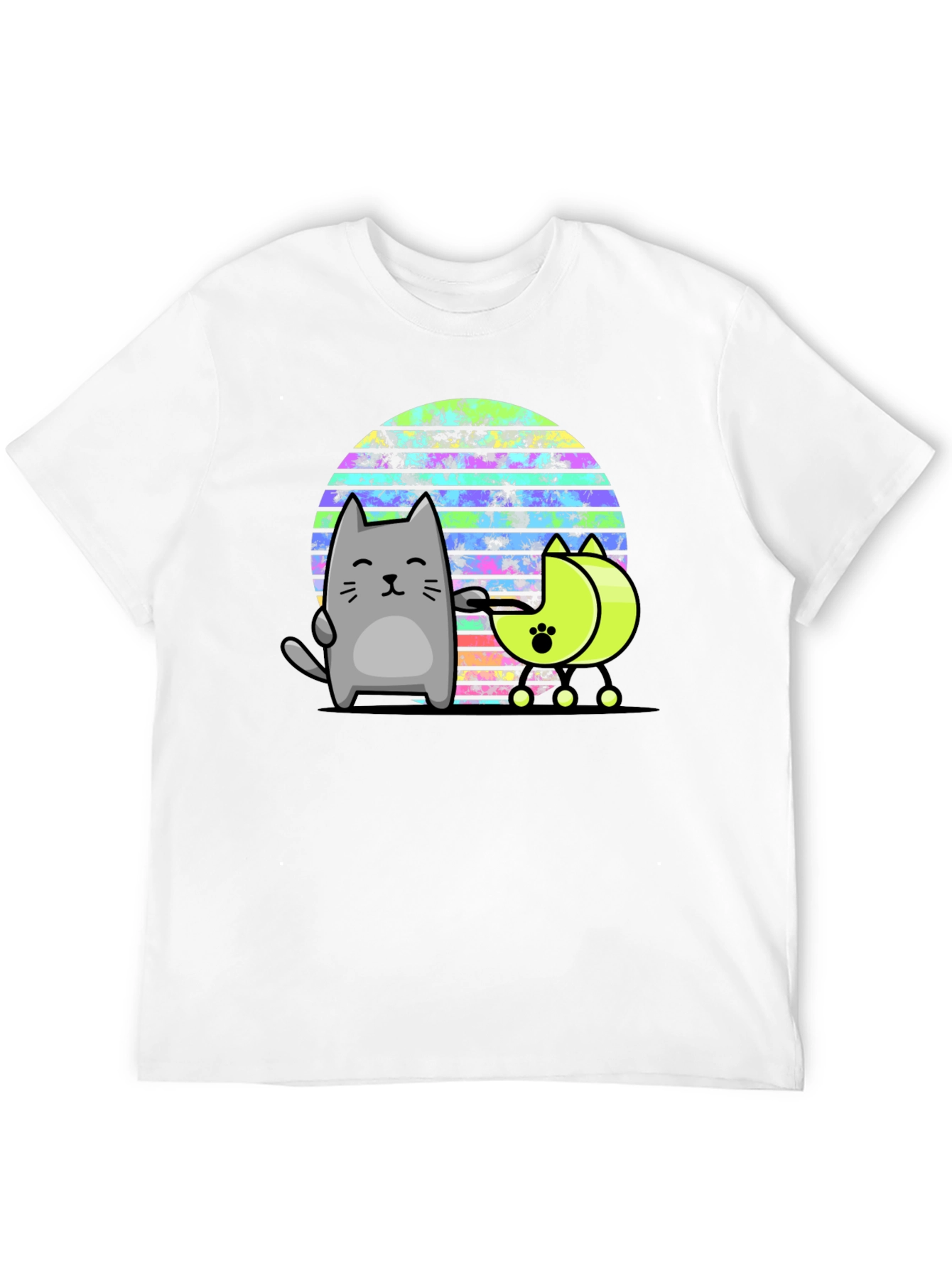 Black Retro Cat T-Shirt - 80s Style Graphic Tee view 12