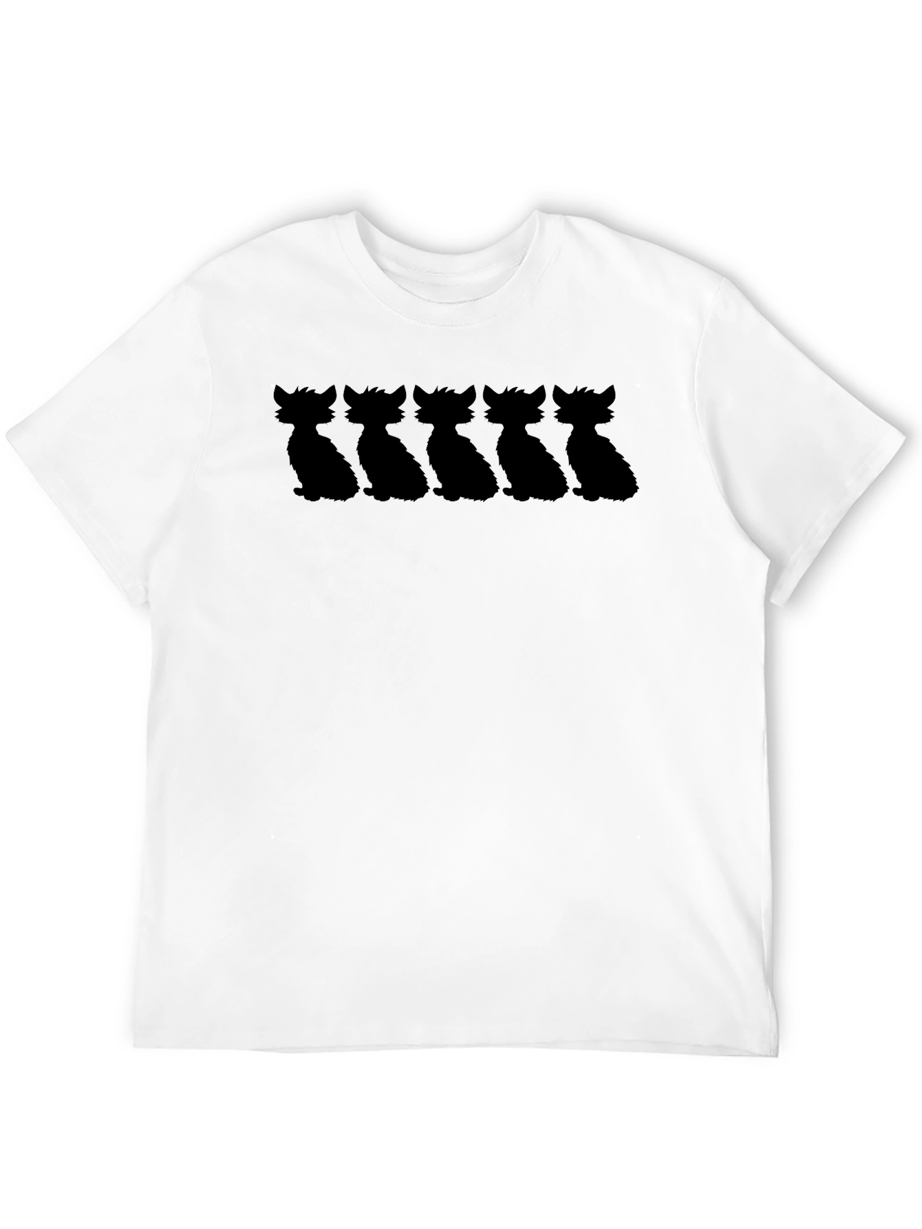 Black Cool Cat Silhouette Graphic T-Shirt view 12