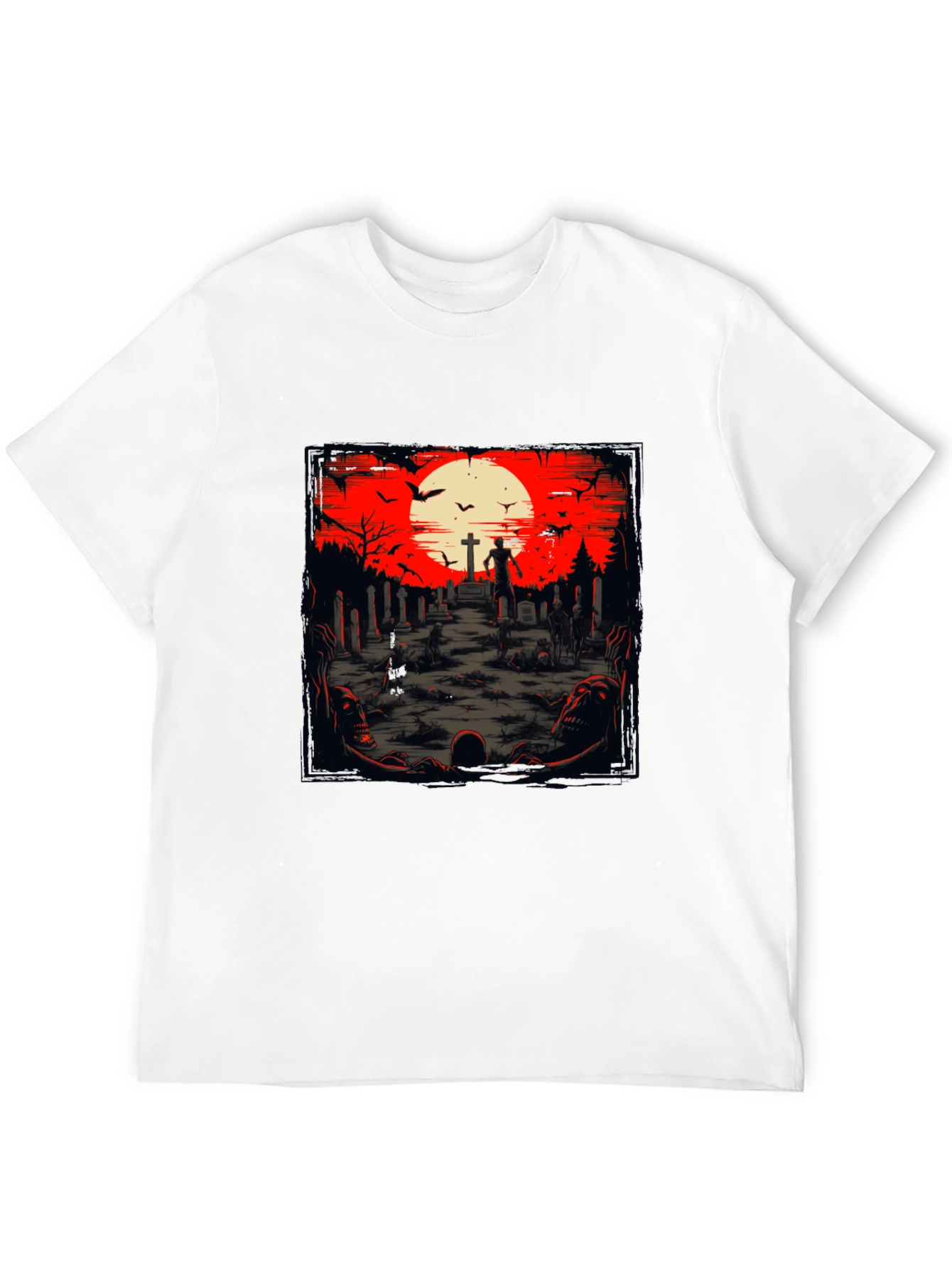 Black Zombie Graveyard T-Shirt - Spooky Halloween Design view 12