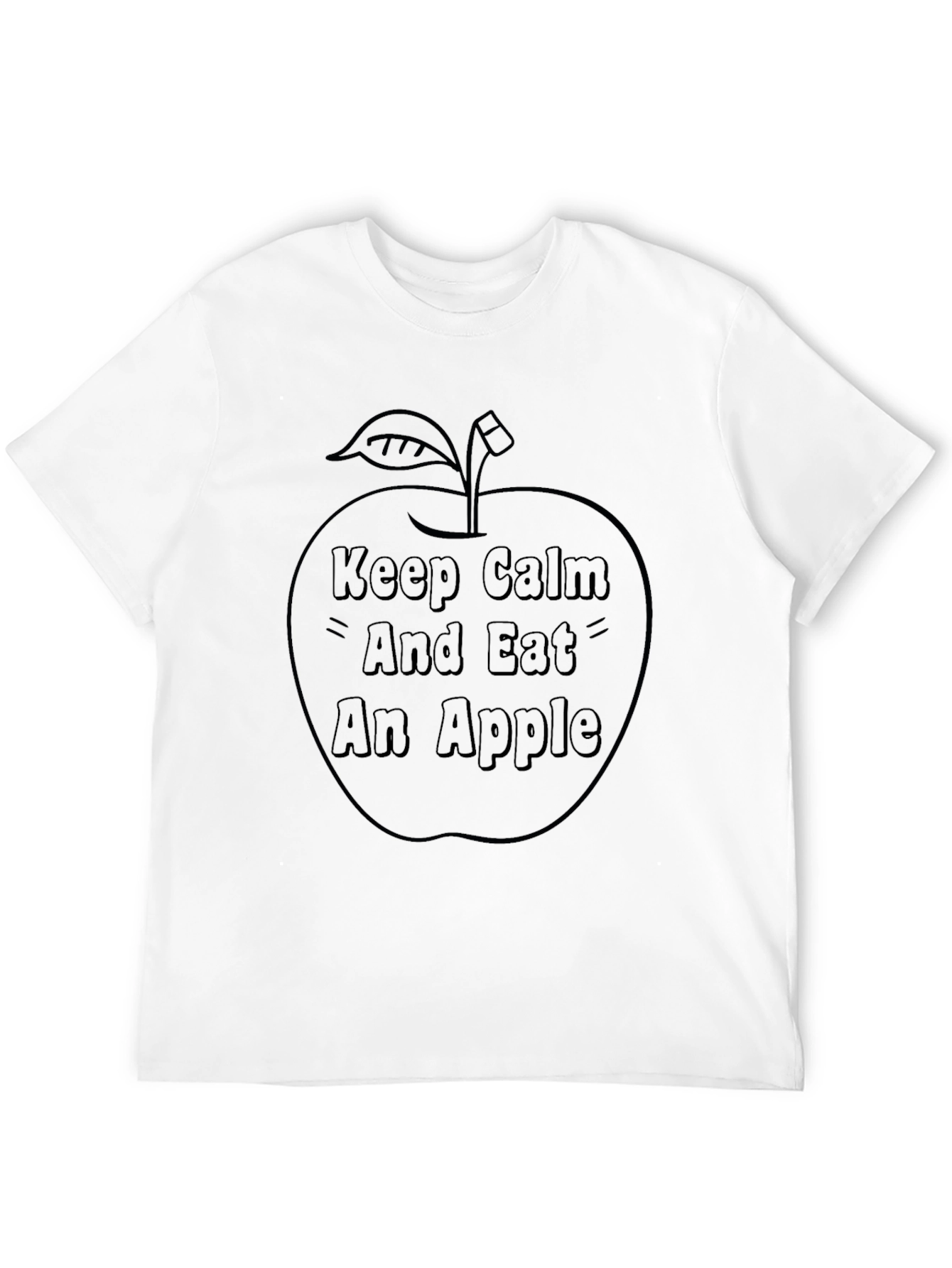 Black Keep Calm Eat Apple T-Shirt - Funny Fruit Tee view 12