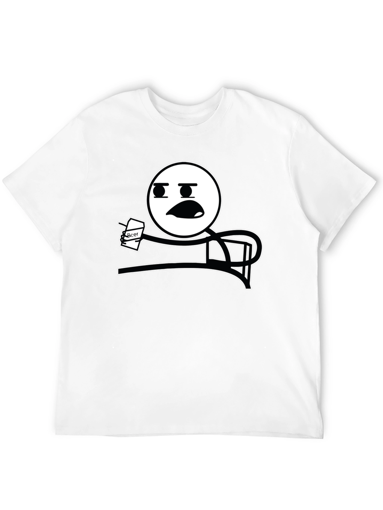 Black Funny Meme T-Shirt - Stick Figure Drinking Beer Tee view 12