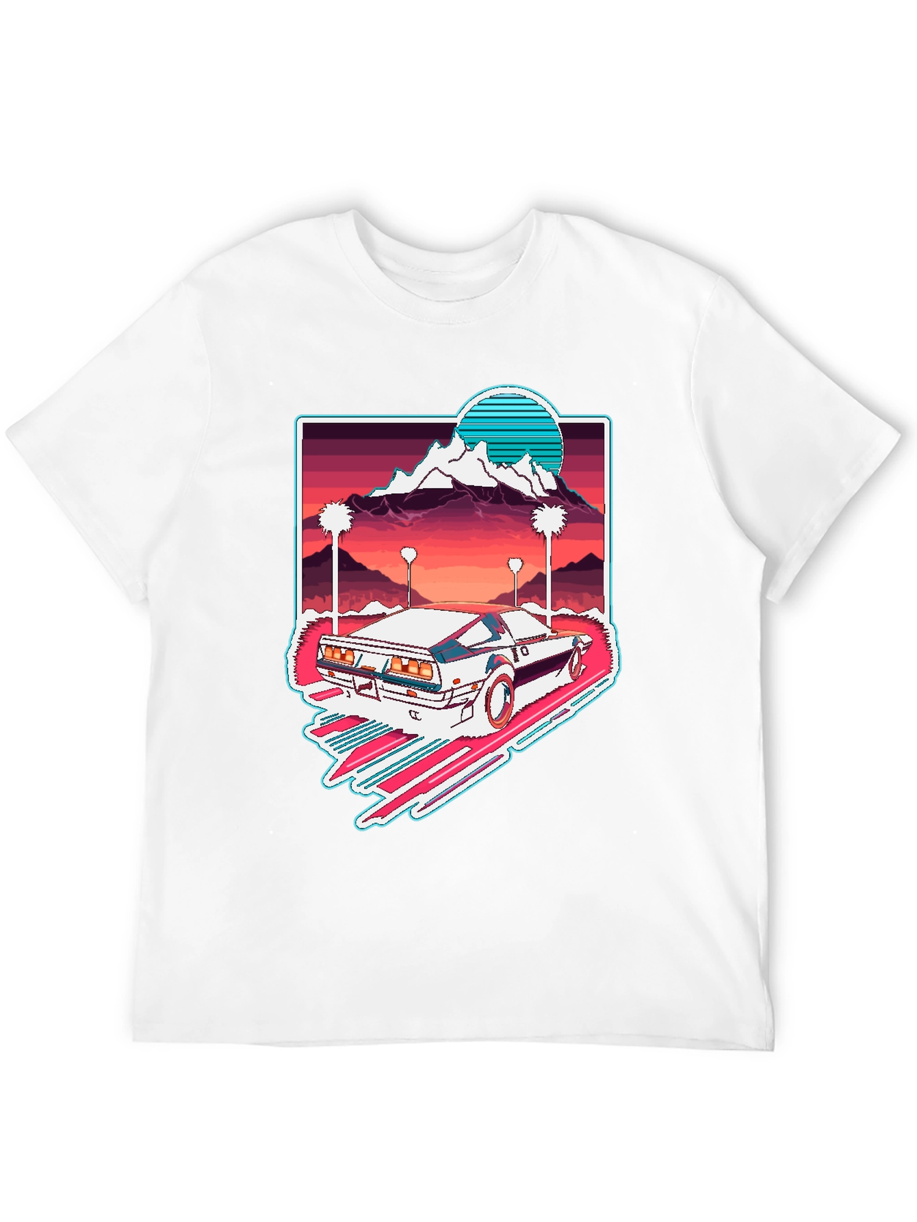 Black Retro Wave Car Graphic Tee - Synthwave Aesthetic T-Shirt view 12