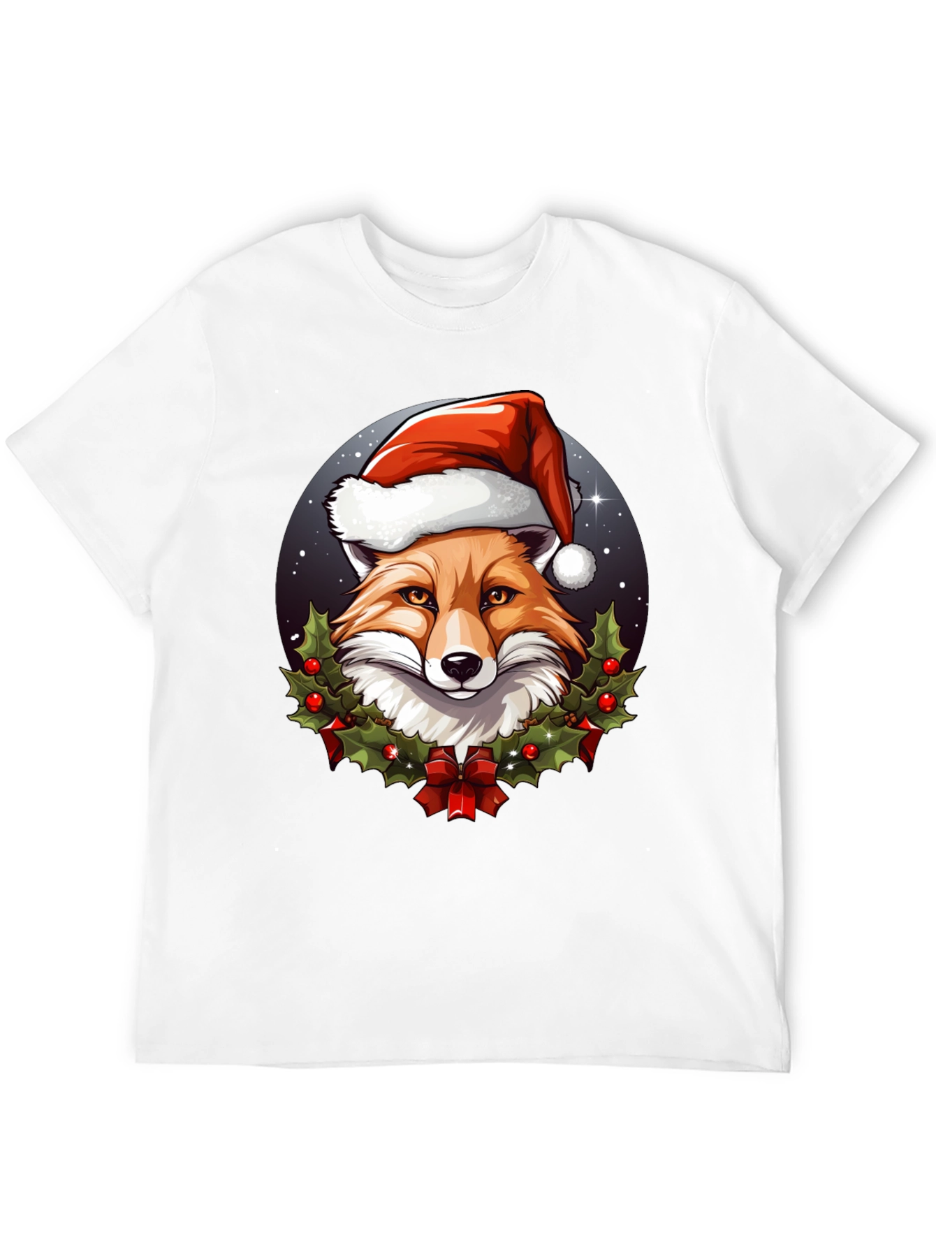 Black Festive Fox Tee: Holiday Spirit Apparel view 12