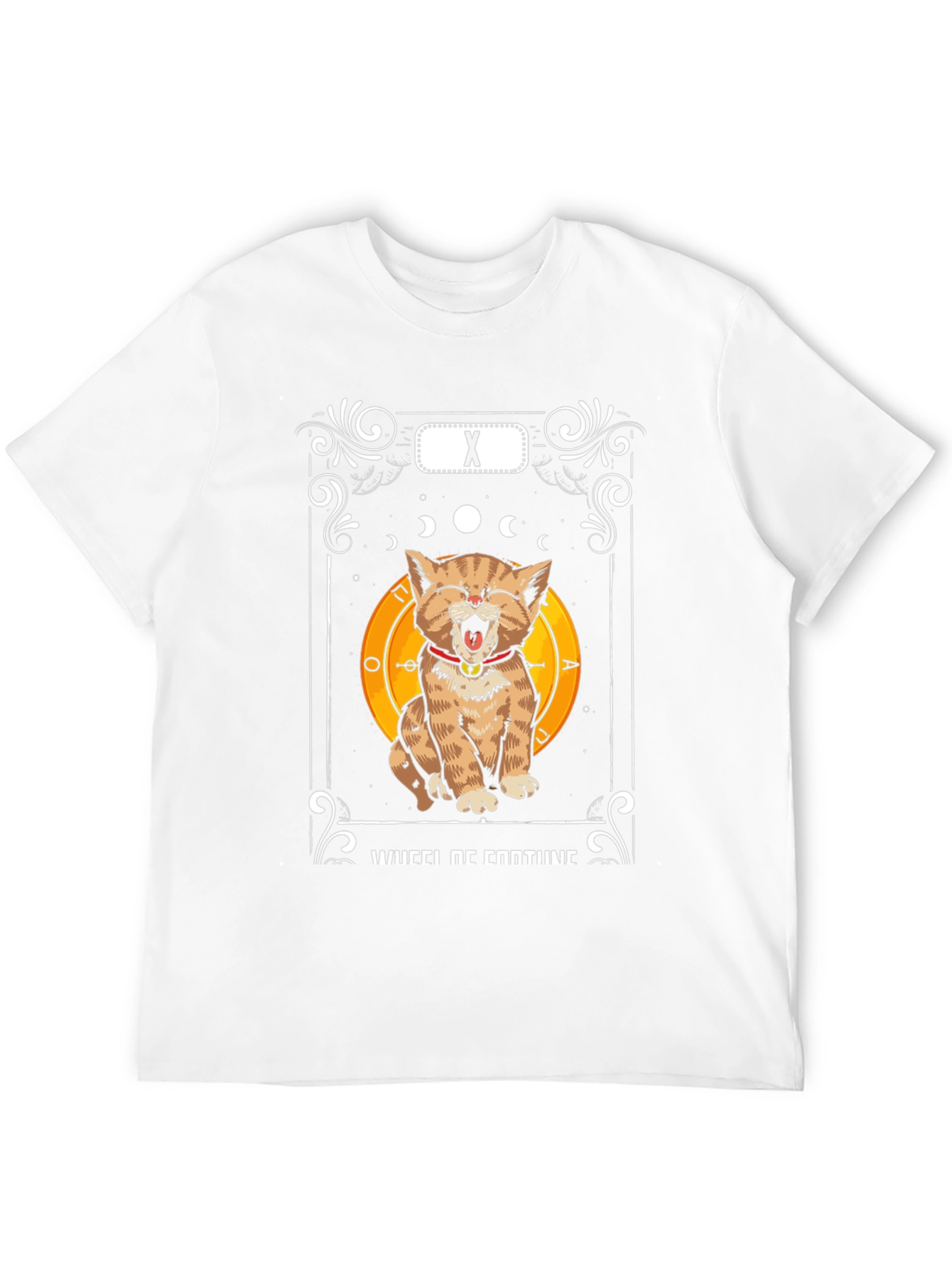 Black Funny Cat Tarot Card Wheel of Fortune T-Shirt view 12