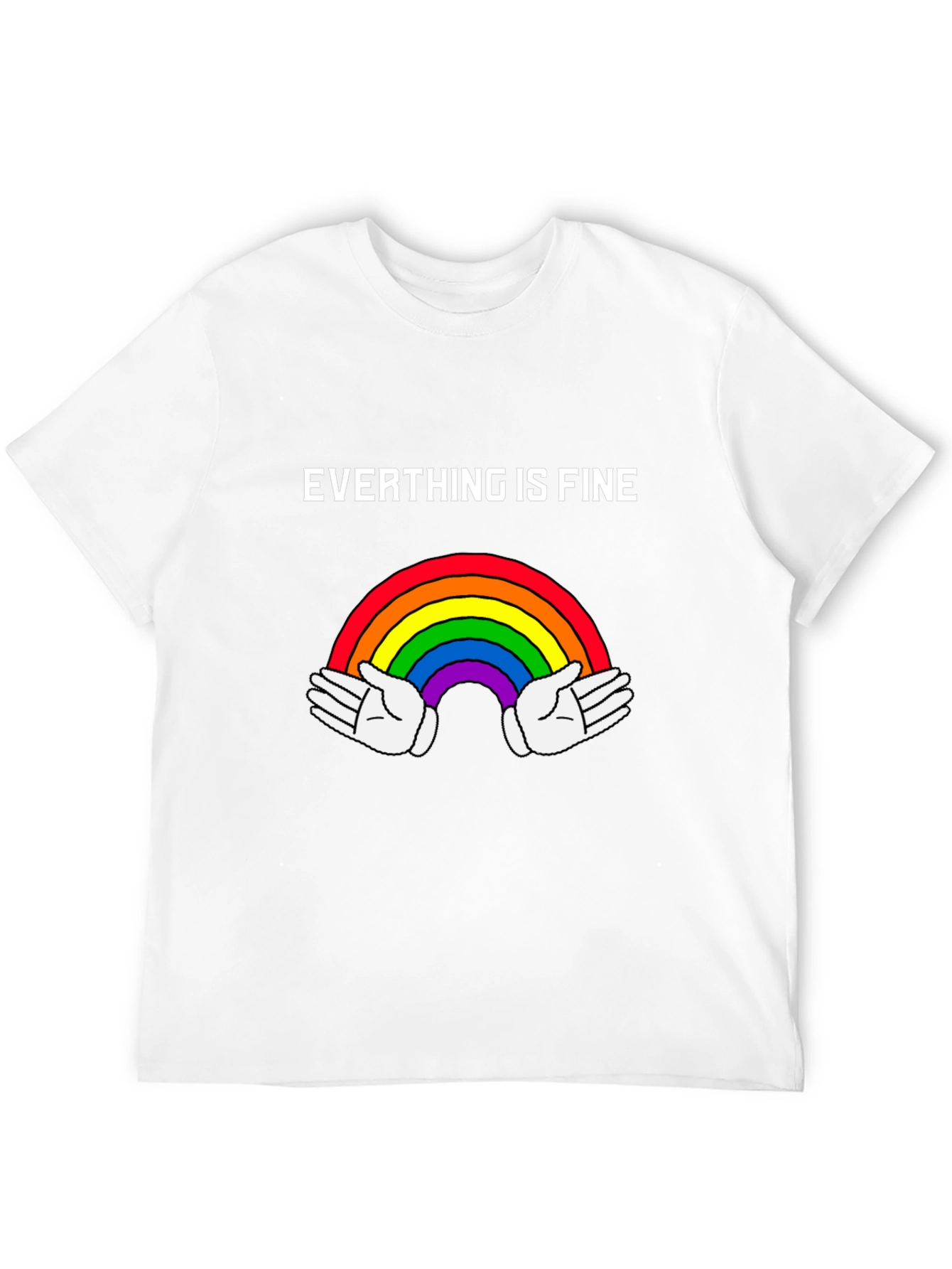 Black Everything is Fine Rainbow T-Shirt - Unisex Cotton Tee view 12