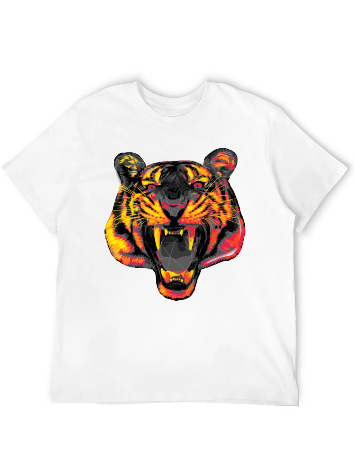 Black Geometric Tiger Head Black Graphic Tee view 12