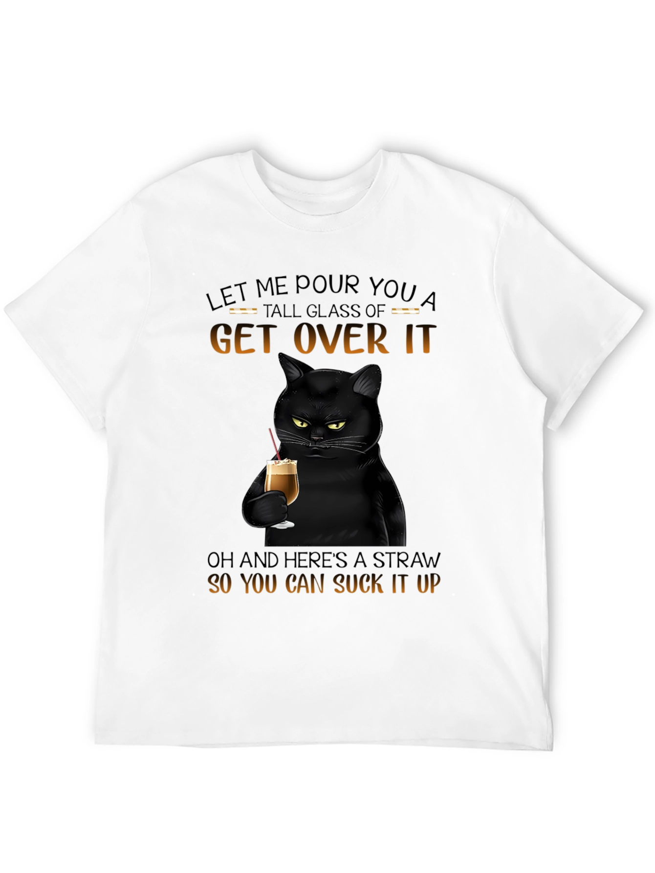 Black Sarcastic Cat Get Over It T-Shirt view 12