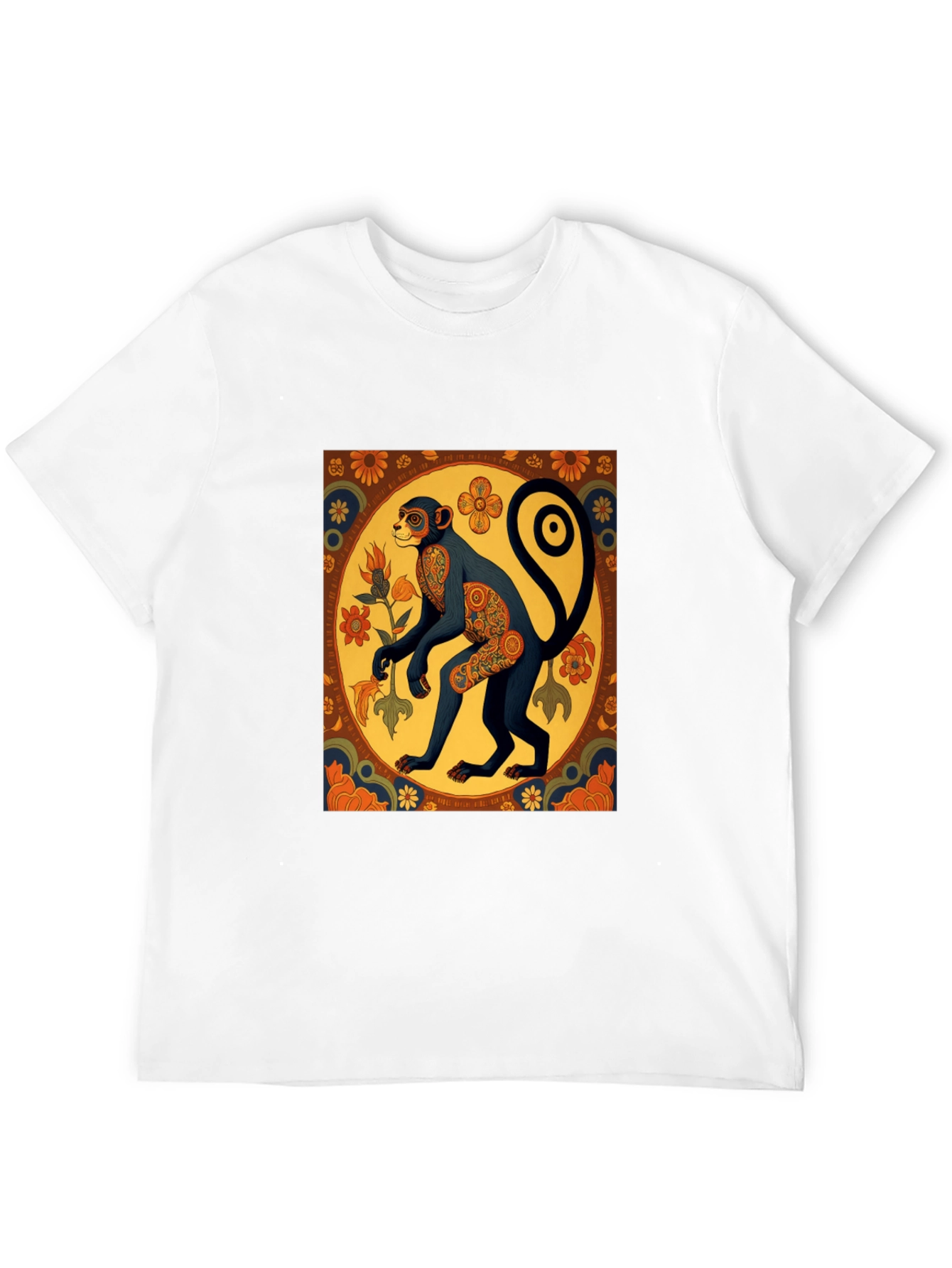 Black Retro Monkey Art Graphic Tee view 12
