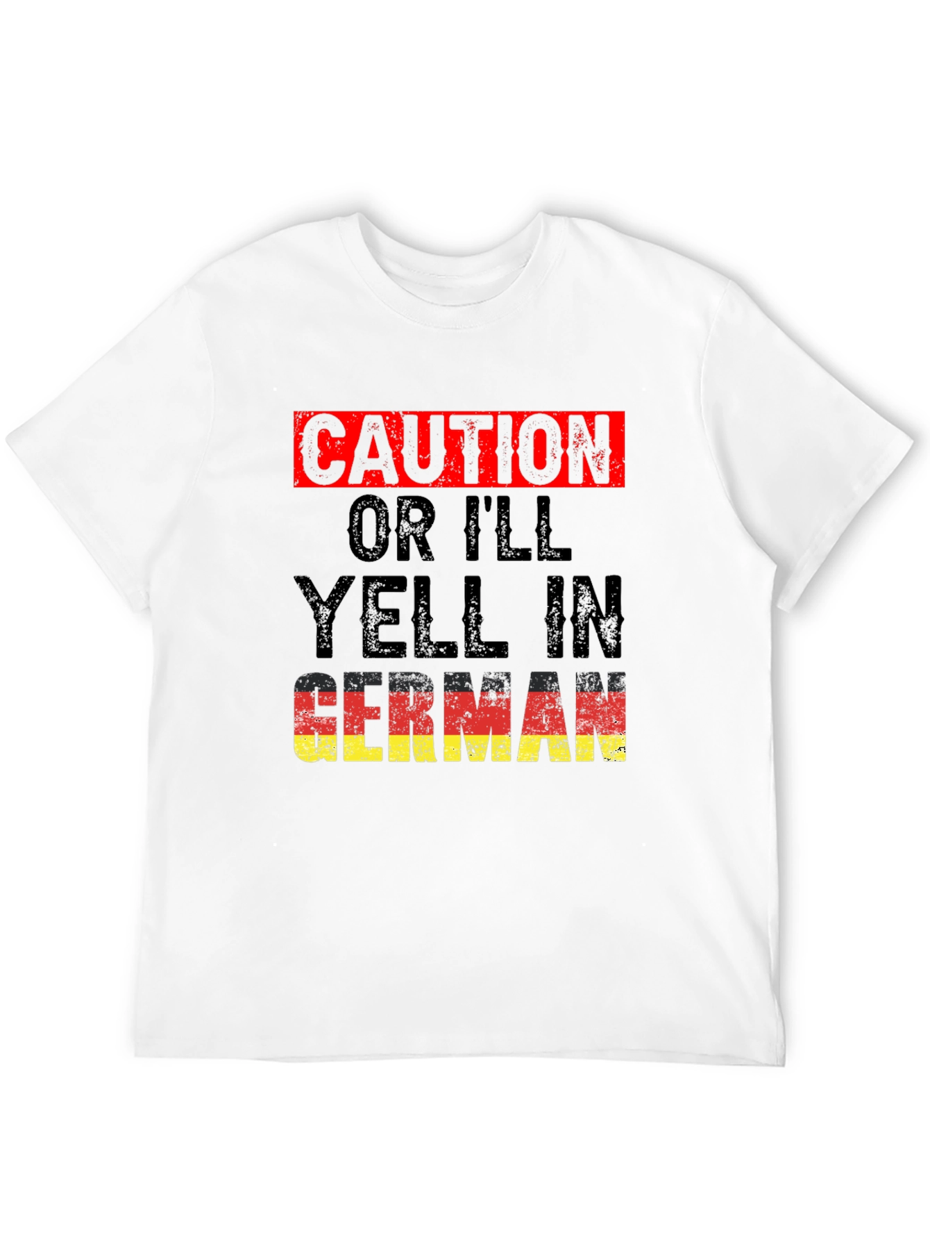 Black Caution, I'll Yell In German T-Shirt view 12