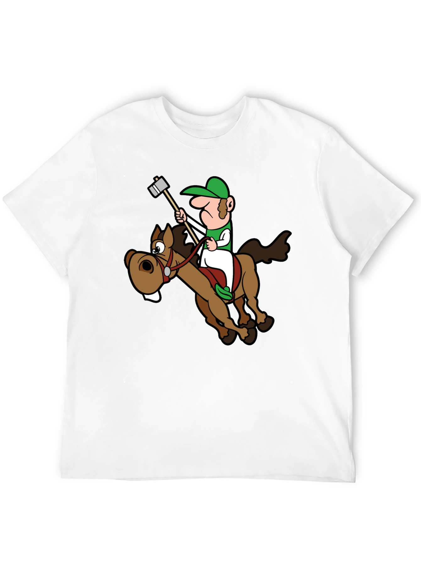 Black Novelty Cartoon Horse Rider T-Shirt view 12