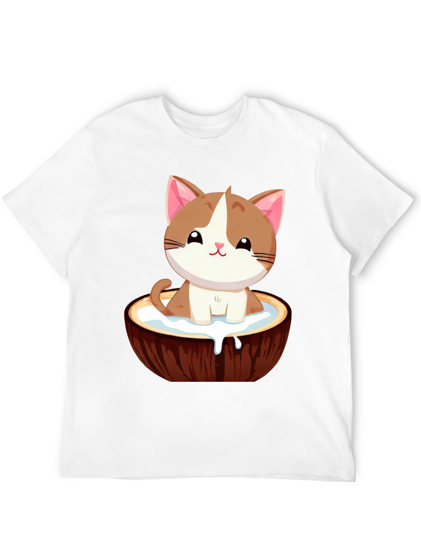 Black Cute Cat in Coconut Bowl T-Shirt view 12