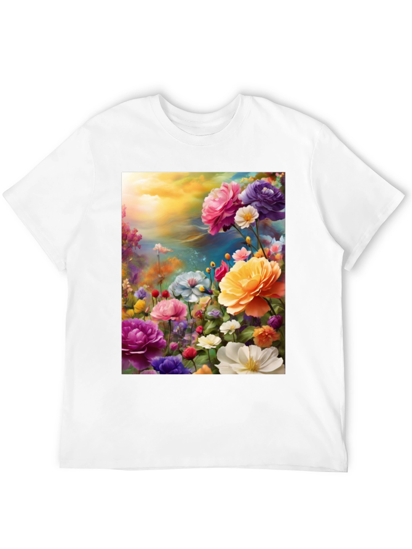 Black Floral Art Print Black T-Shirt view 12