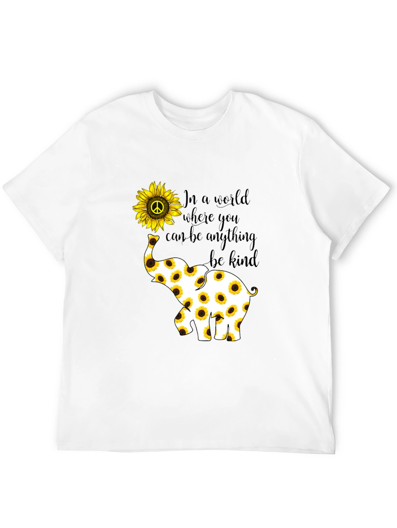 Black Sunflower Elephant Graphic Tee - Be Kind view 12