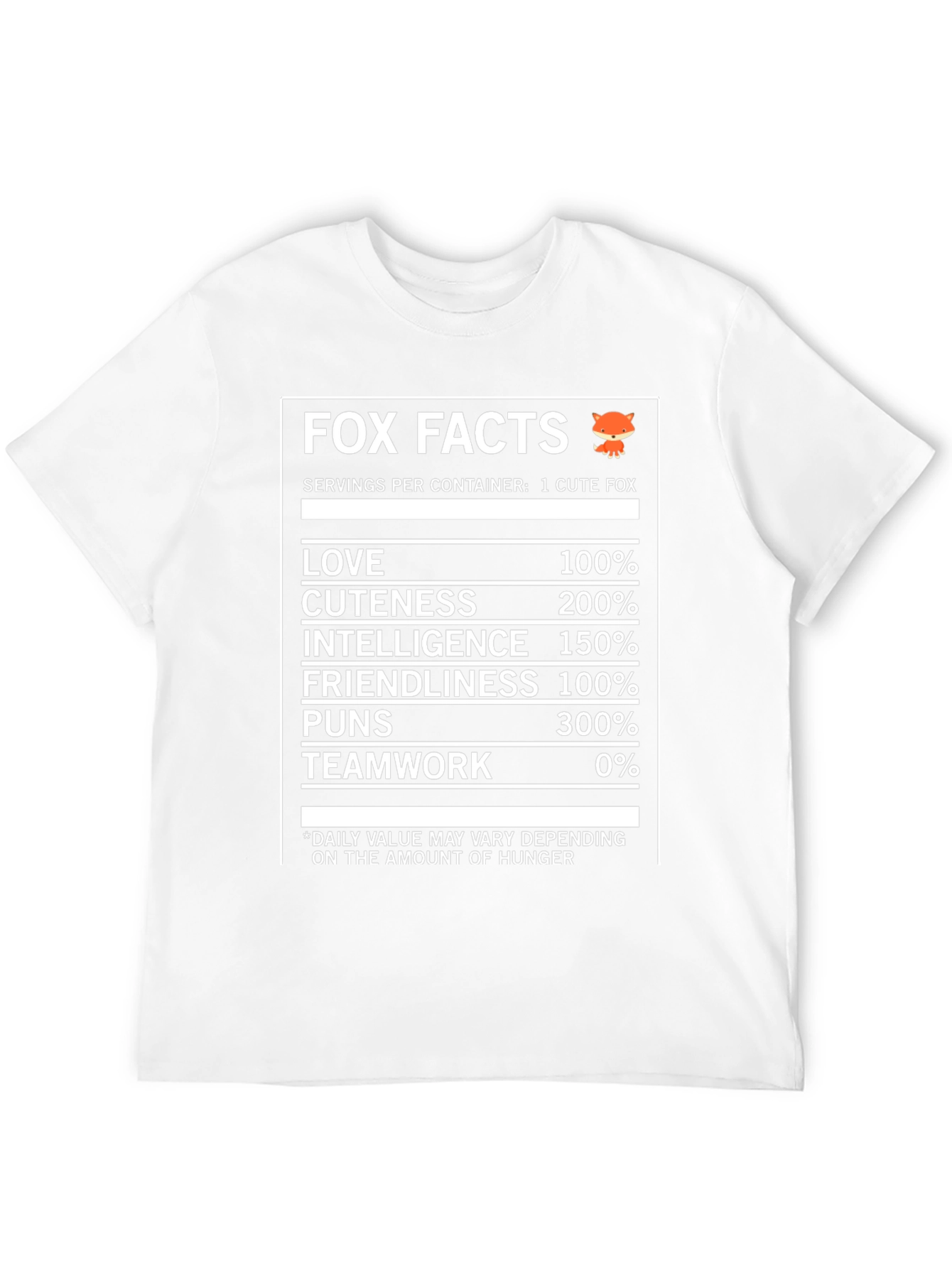 Black Fox Facts Nutrition T-Shirt - Love, Cuteness & Intelligence view 12