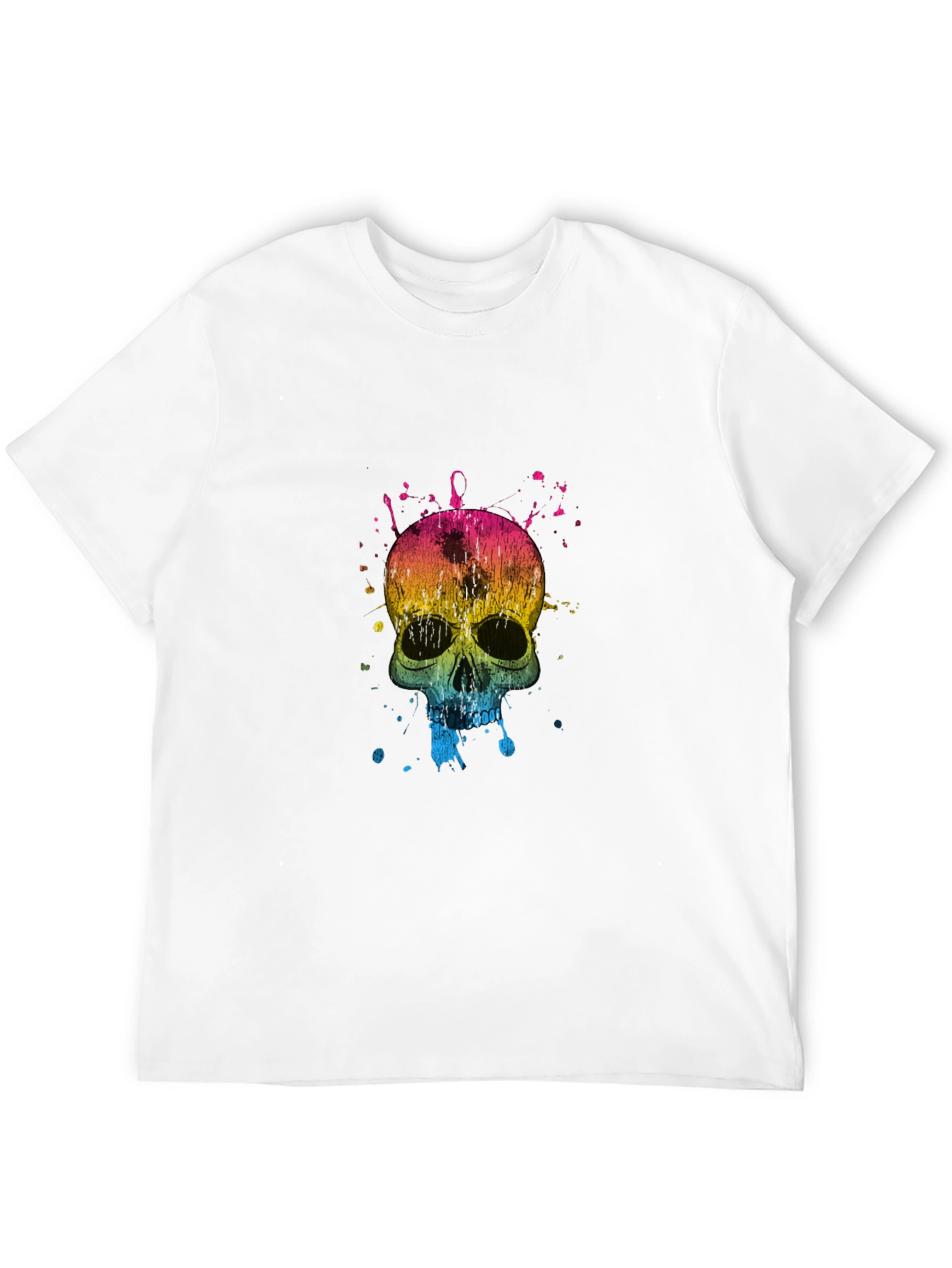 Black Colorful Skull Graphic Tee - Black view 12