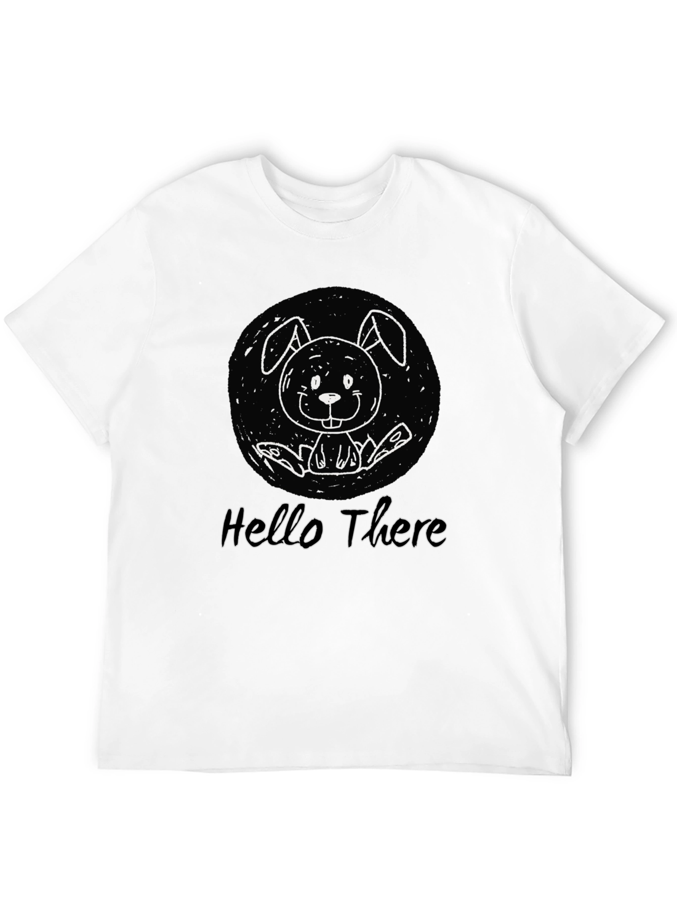Black Hello There Bunny Graphic T-Shirt - Unisex Cotton Tee view 12