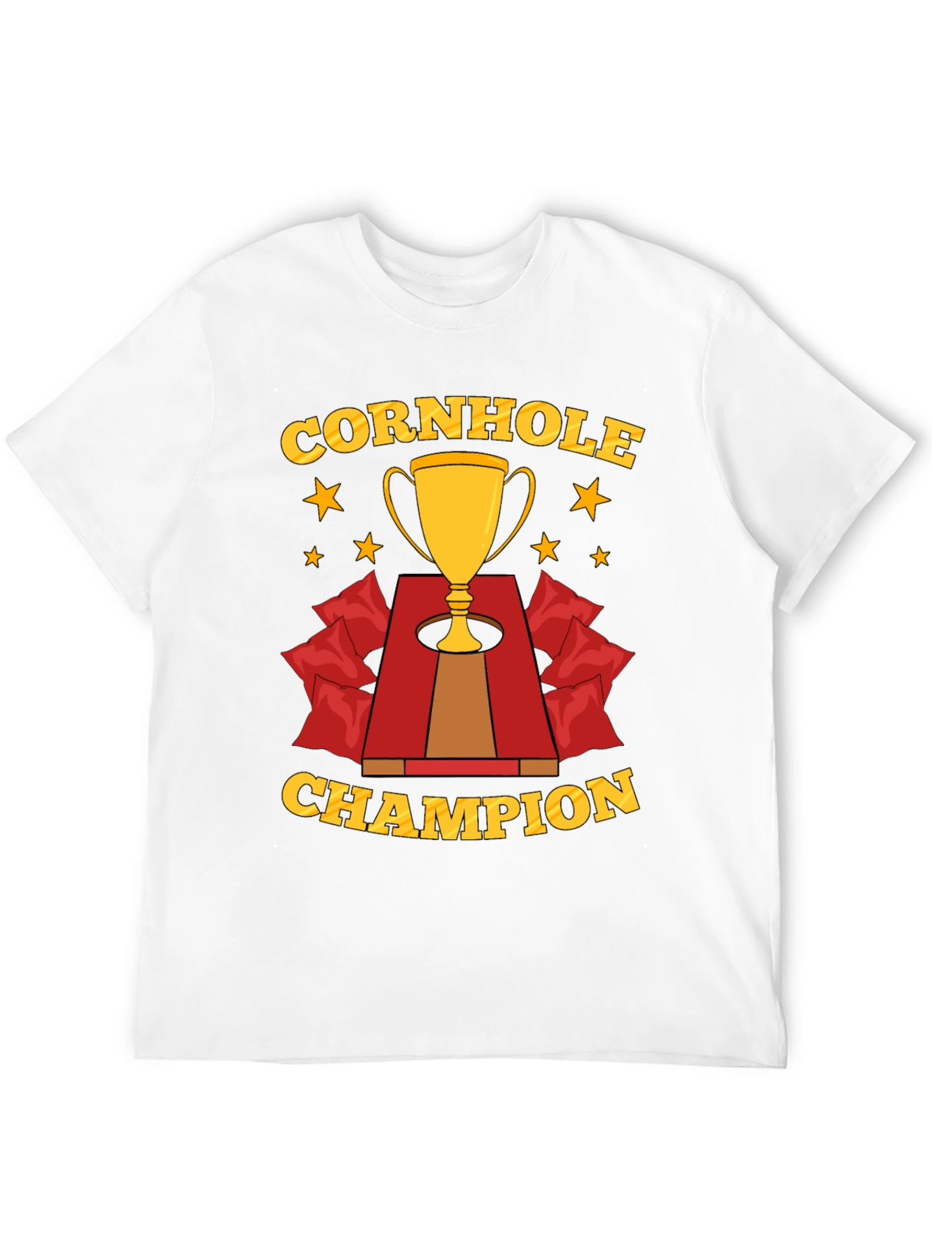 Black Cornhole Champion T-Shirt, Trophy Design view 12