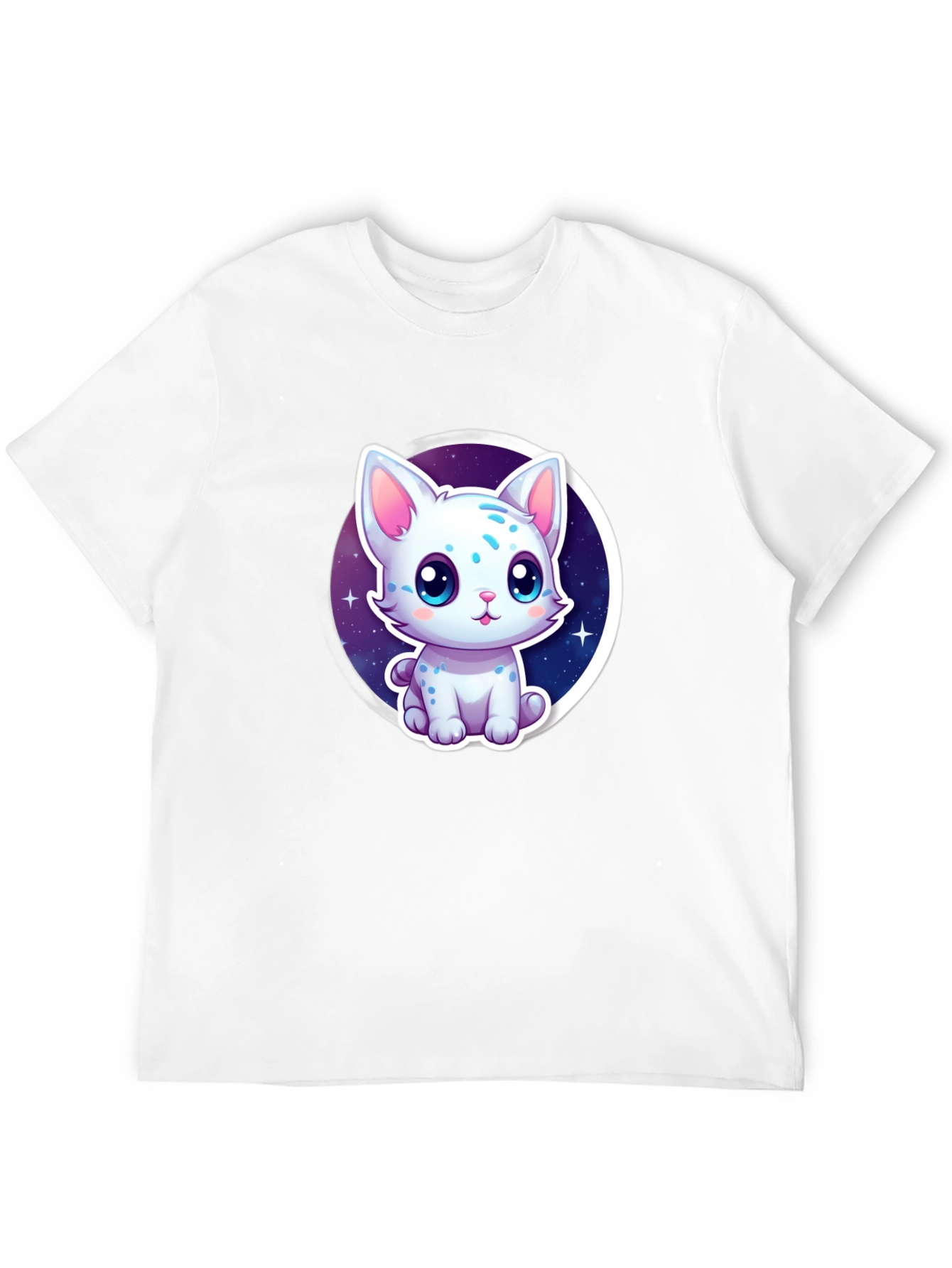 Black Cute Cartoon Cat Graphic Tee - Black view 12