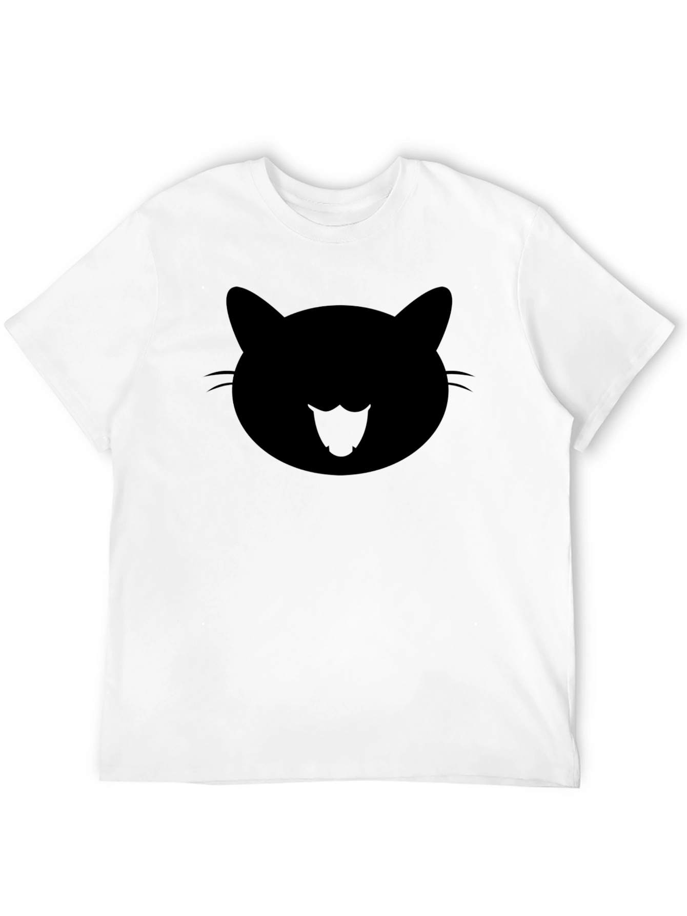 Black Cool Cat Face Graphic Black T-Shirt view 12