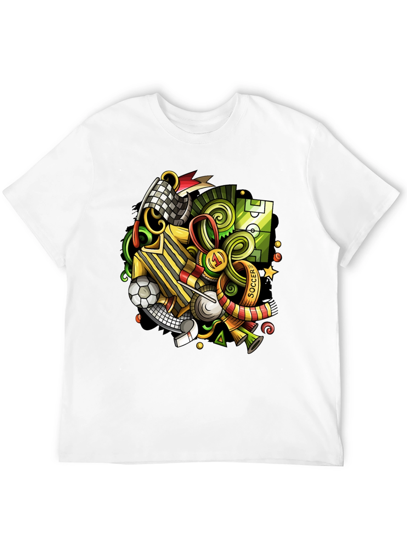 Black Soccer Cartoon Graphic T-Shirt view 12