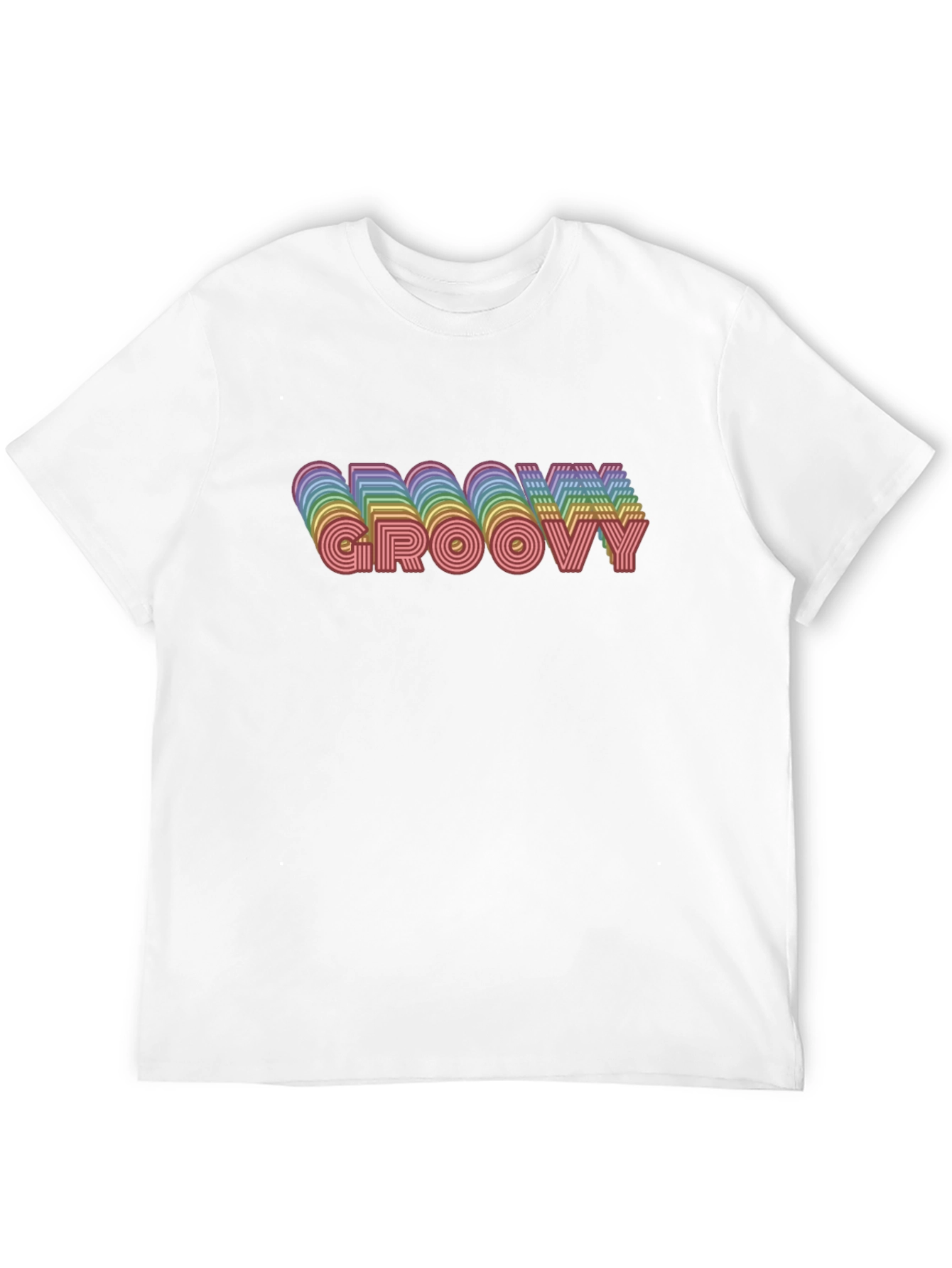Black Groovy Retro Rainbow Graphic Tee - Black Cotton T-Shirt view 12