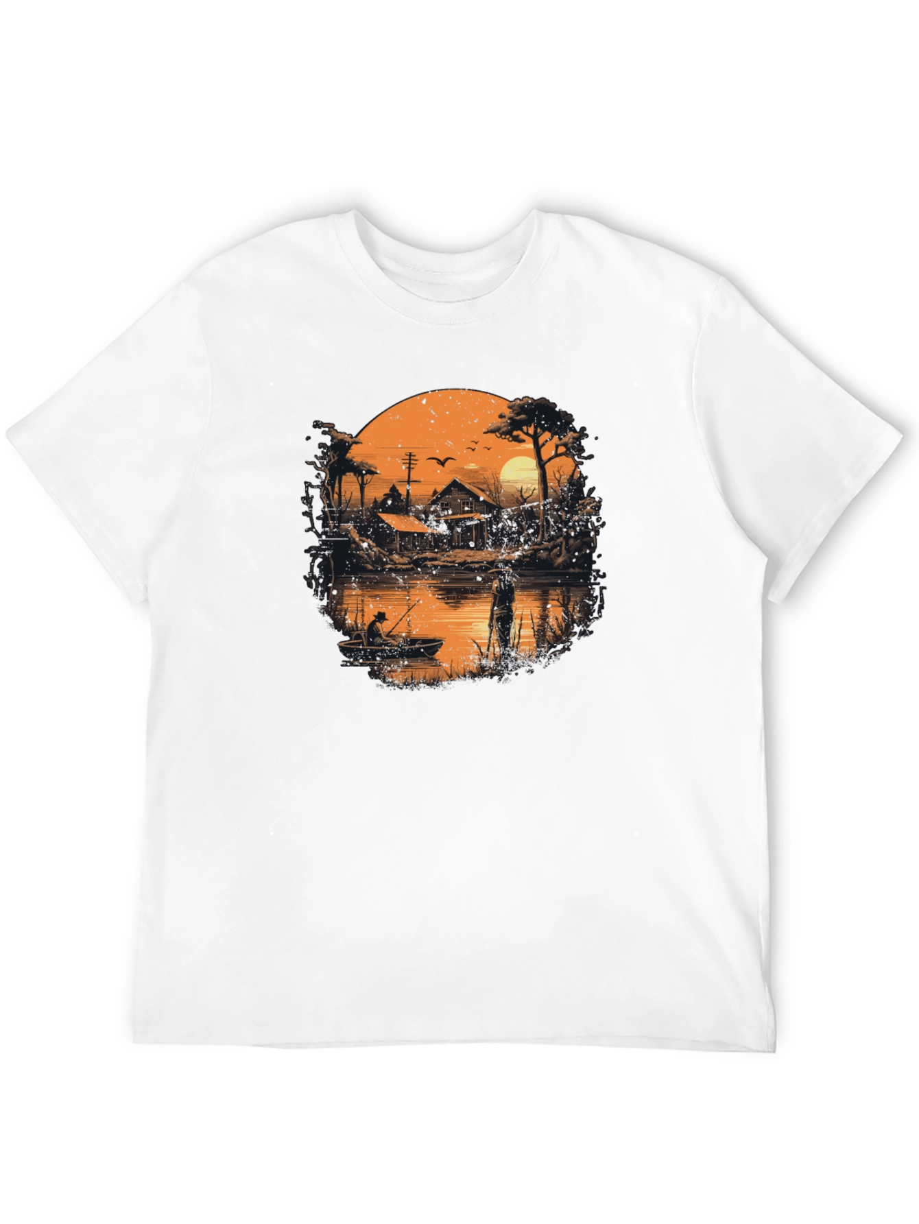 Black Fishing at Sunset Graphic T-Shirt view 12