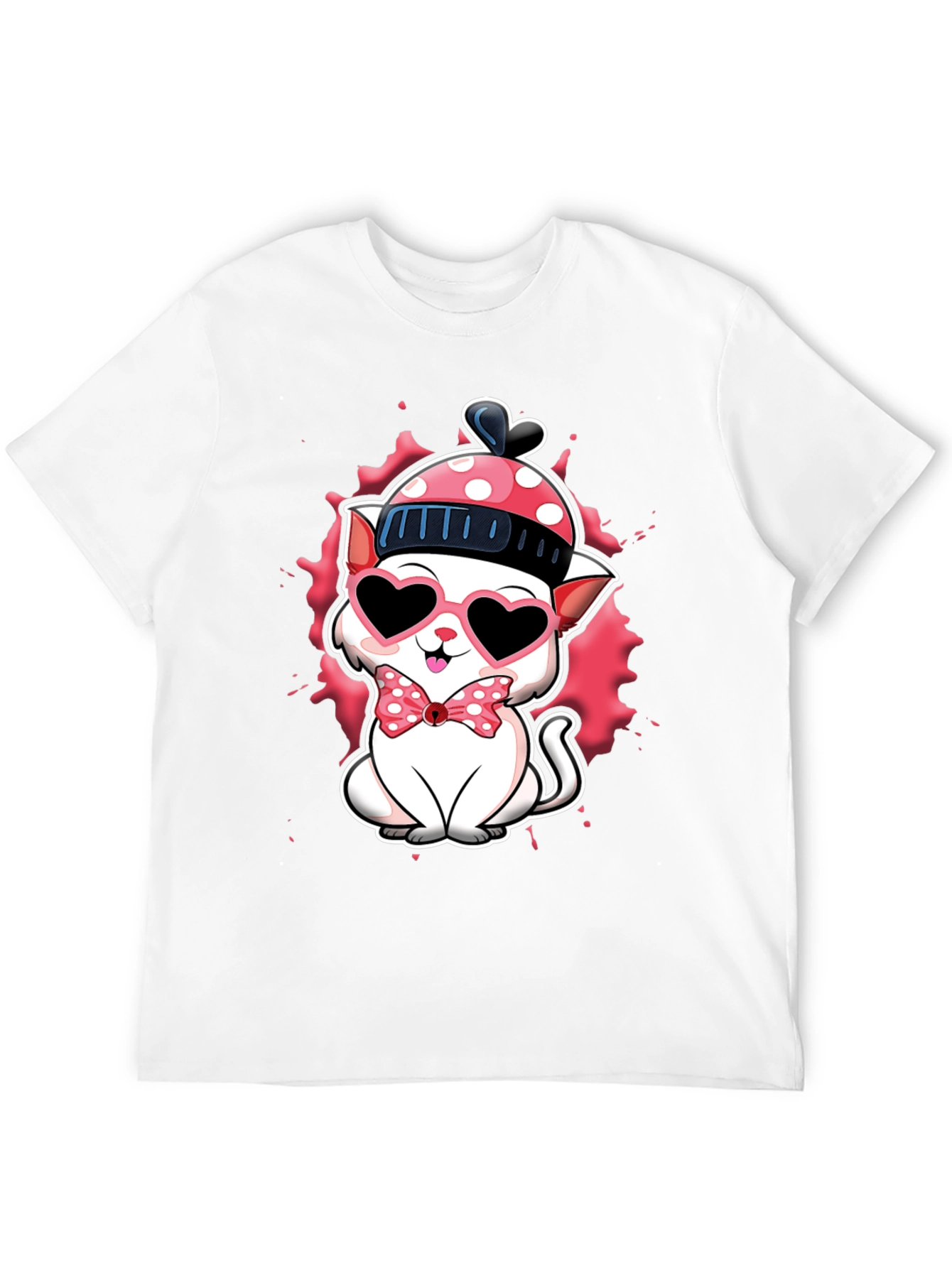 Black Cute Valentine Cat T-Shirt view 12