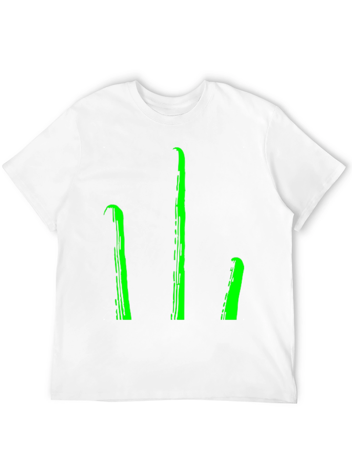 Black Men's Black T-Shirt with Green Stylized Trident Design view 12