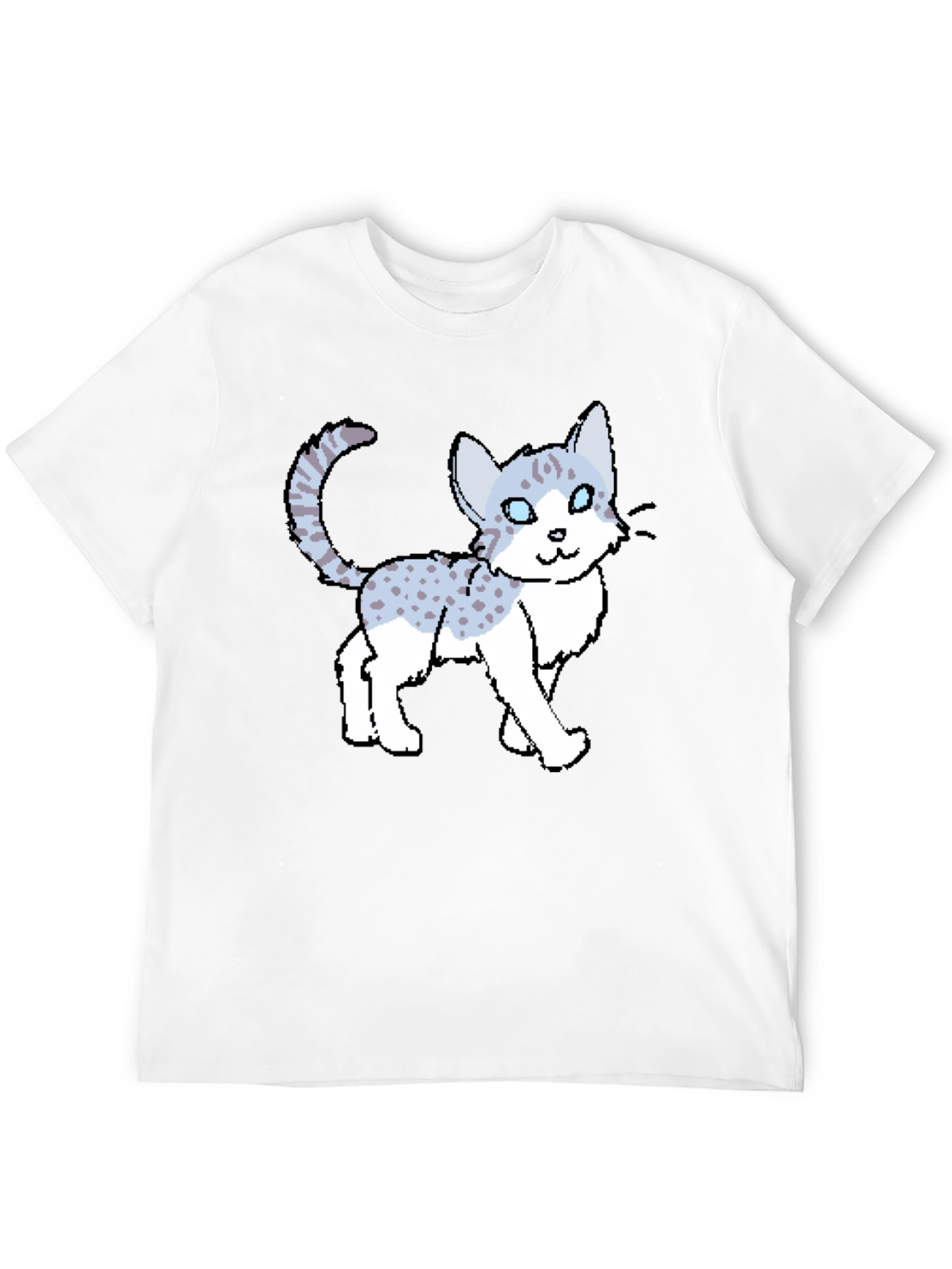 Black Cartoon Cat Print Black T-Shirt view 12