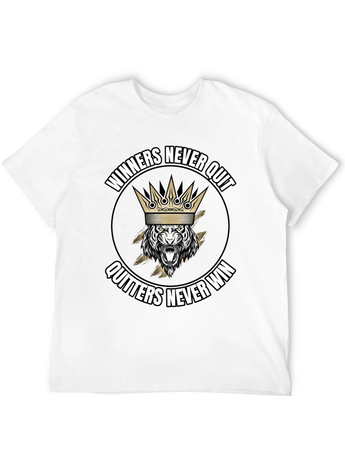 Black Winners Never Quit Graphic T-Shirt view 12