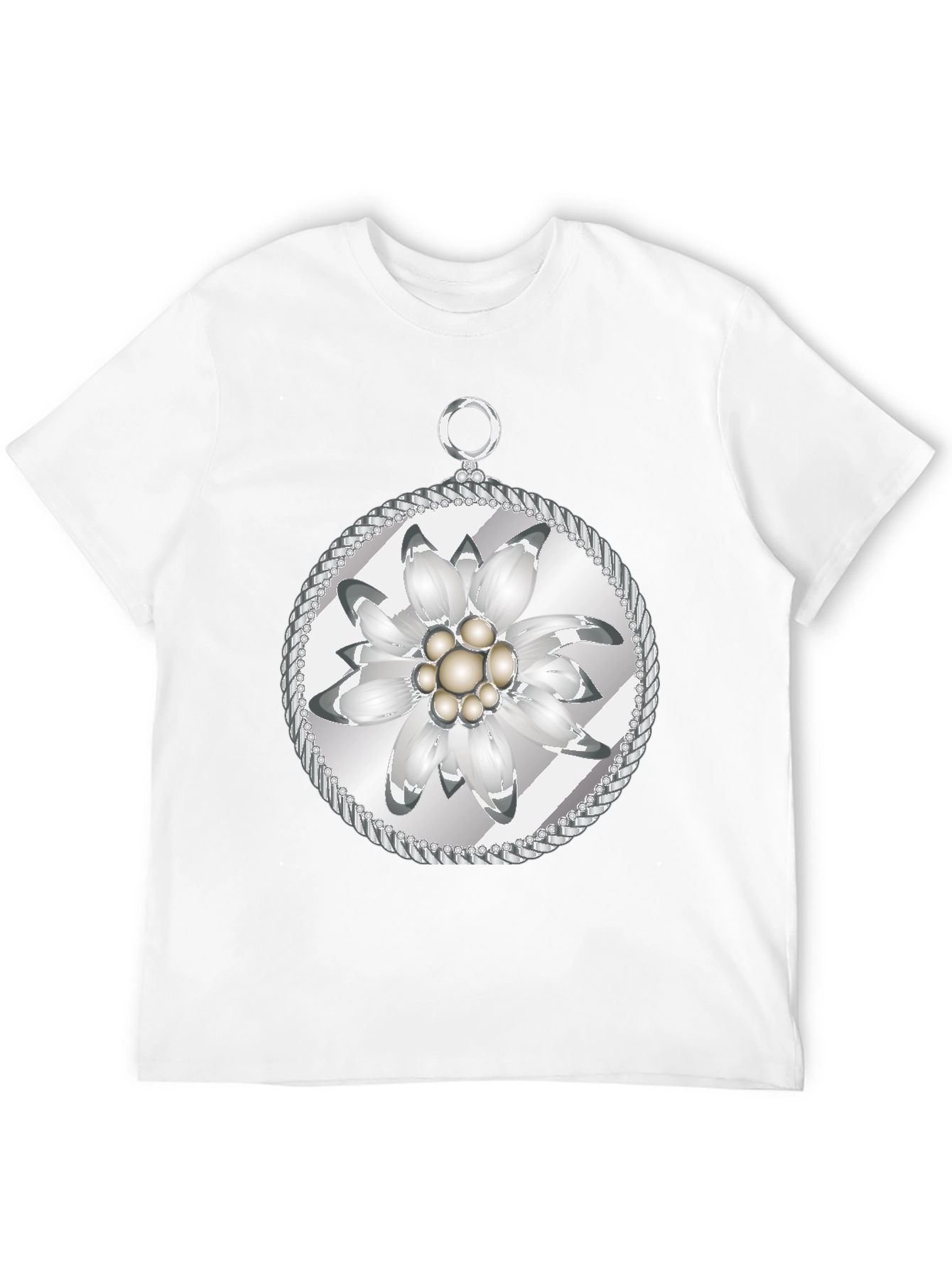 Edelweiss Flower T-Shirt - Black Cotton Tee - 12