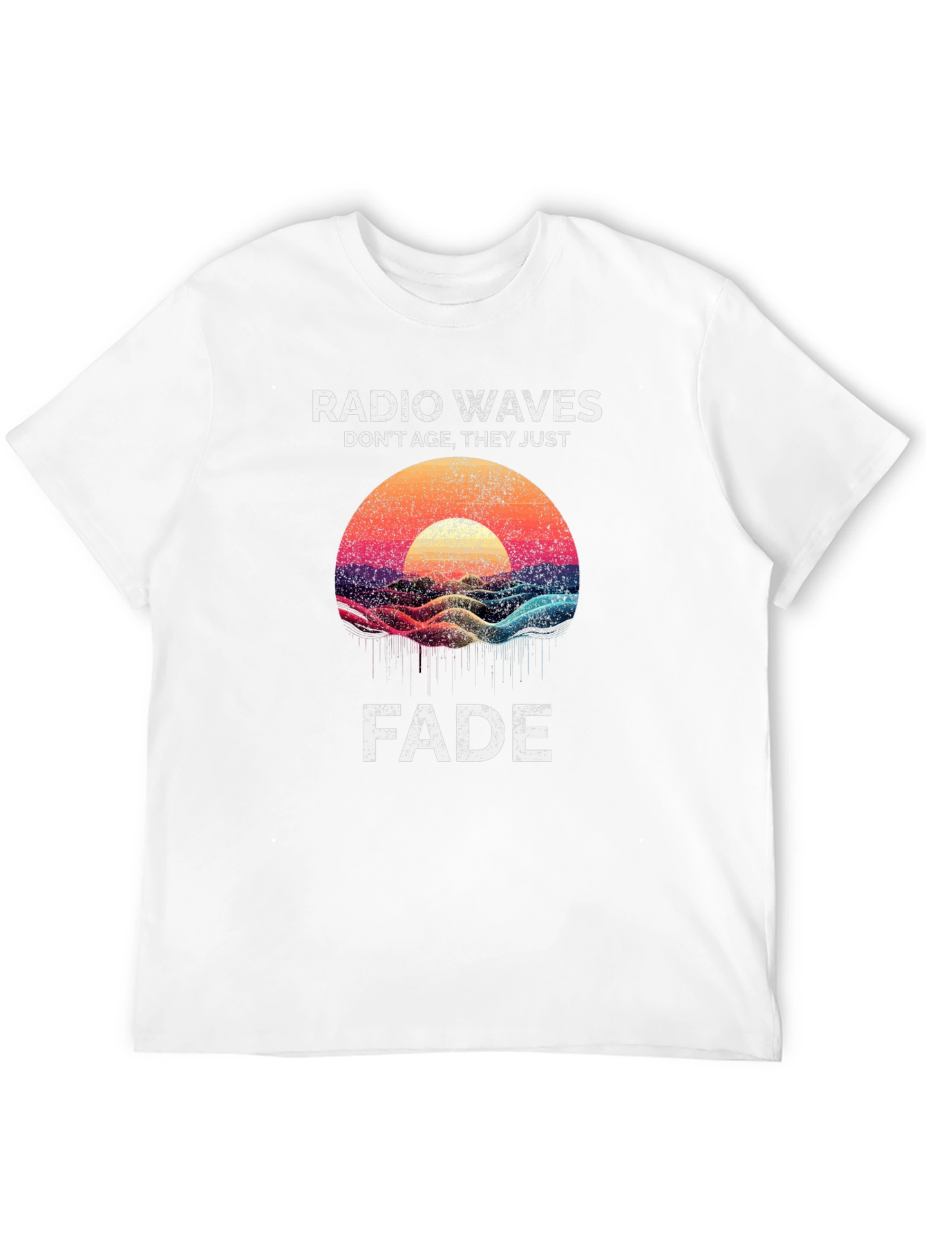 Black Radio Waves Graphic T-Shirt - Sunset Fade Design view 12