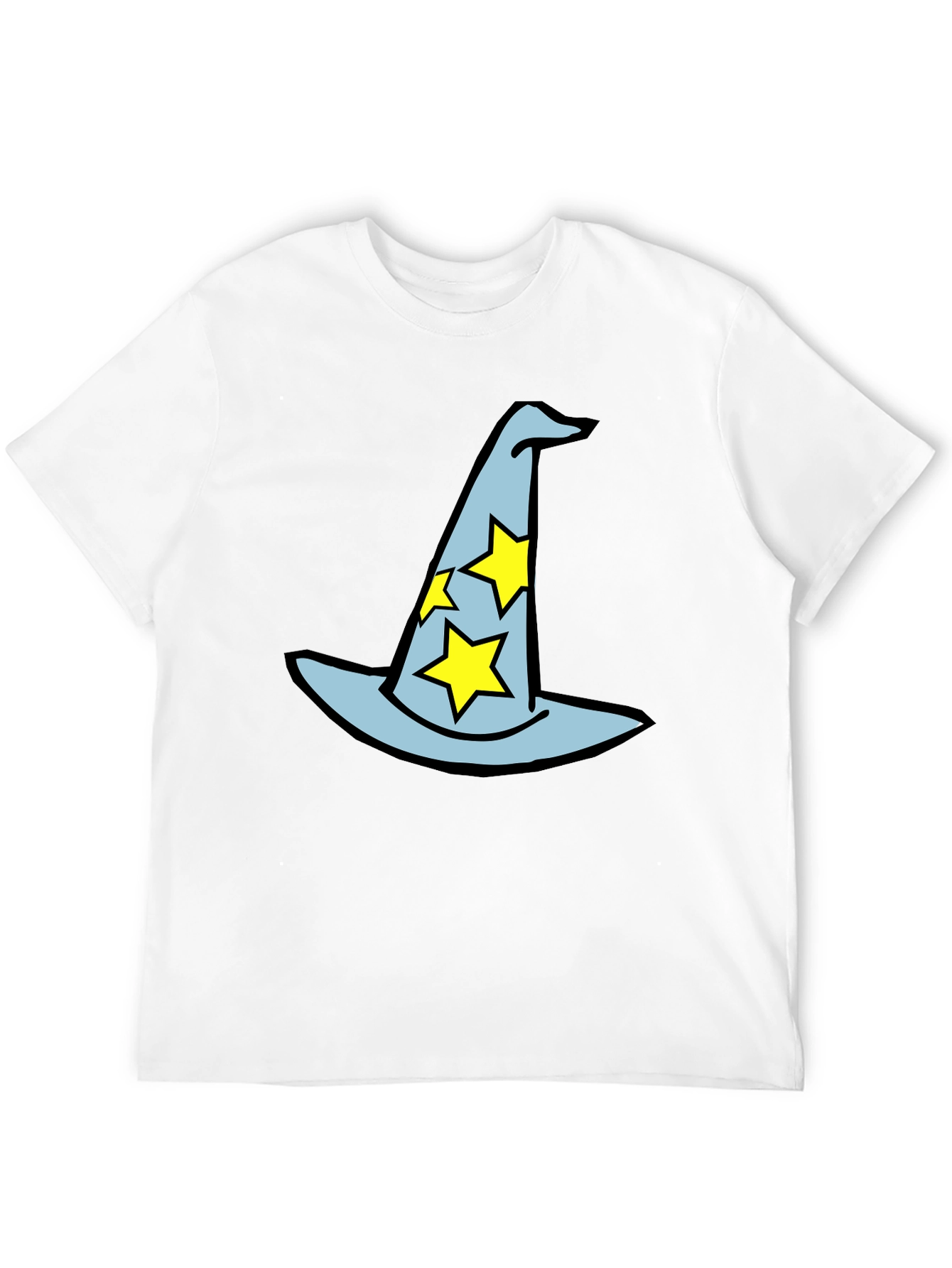 Black Wizard Hat Graphic Tee - Magical Star Design Black T-Shirt view 12