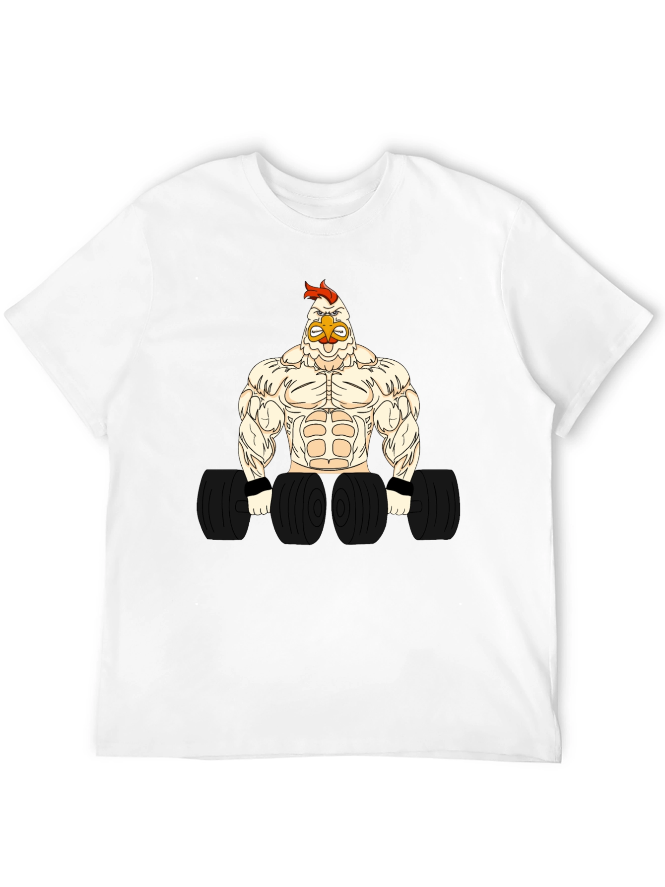 Black Funny Gym Chicken Graphic T-Shirt - Bodybuilder Rooster view 12
