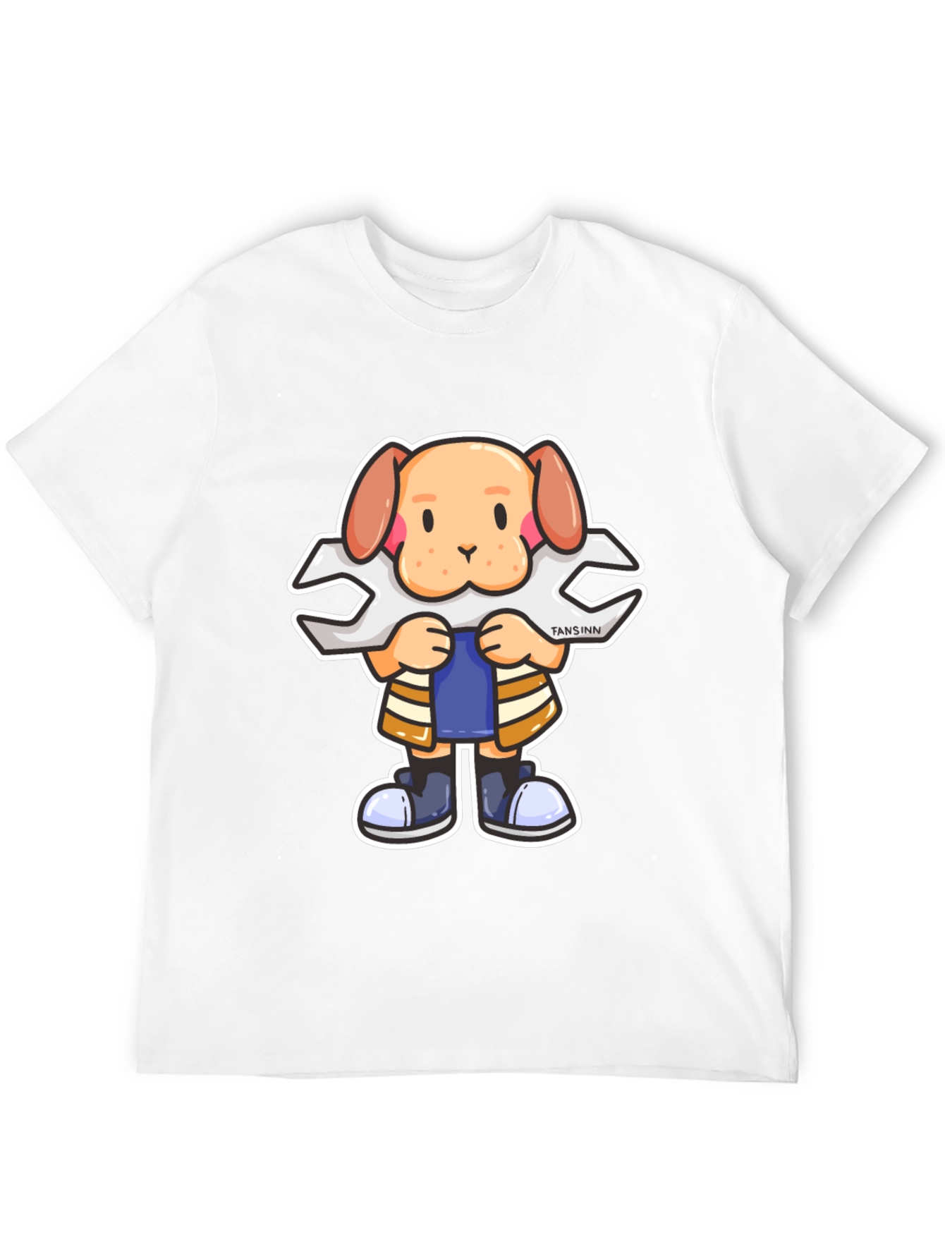 Black Dog Mechanic Cartoon Black T-Shirt view 12