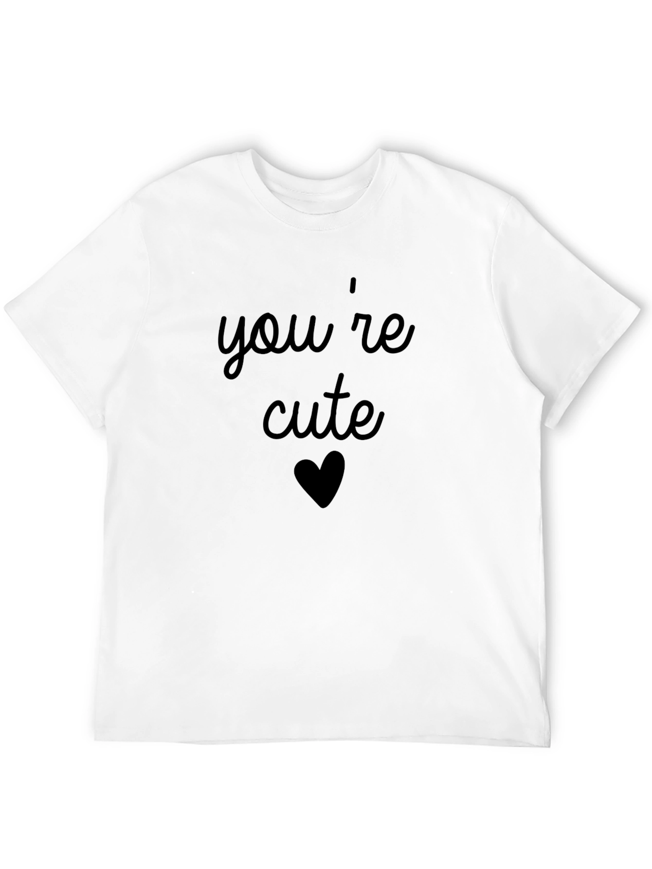 Black You're Cute Heart Graphic Tee - Black Cotton Blend Shirt view 12