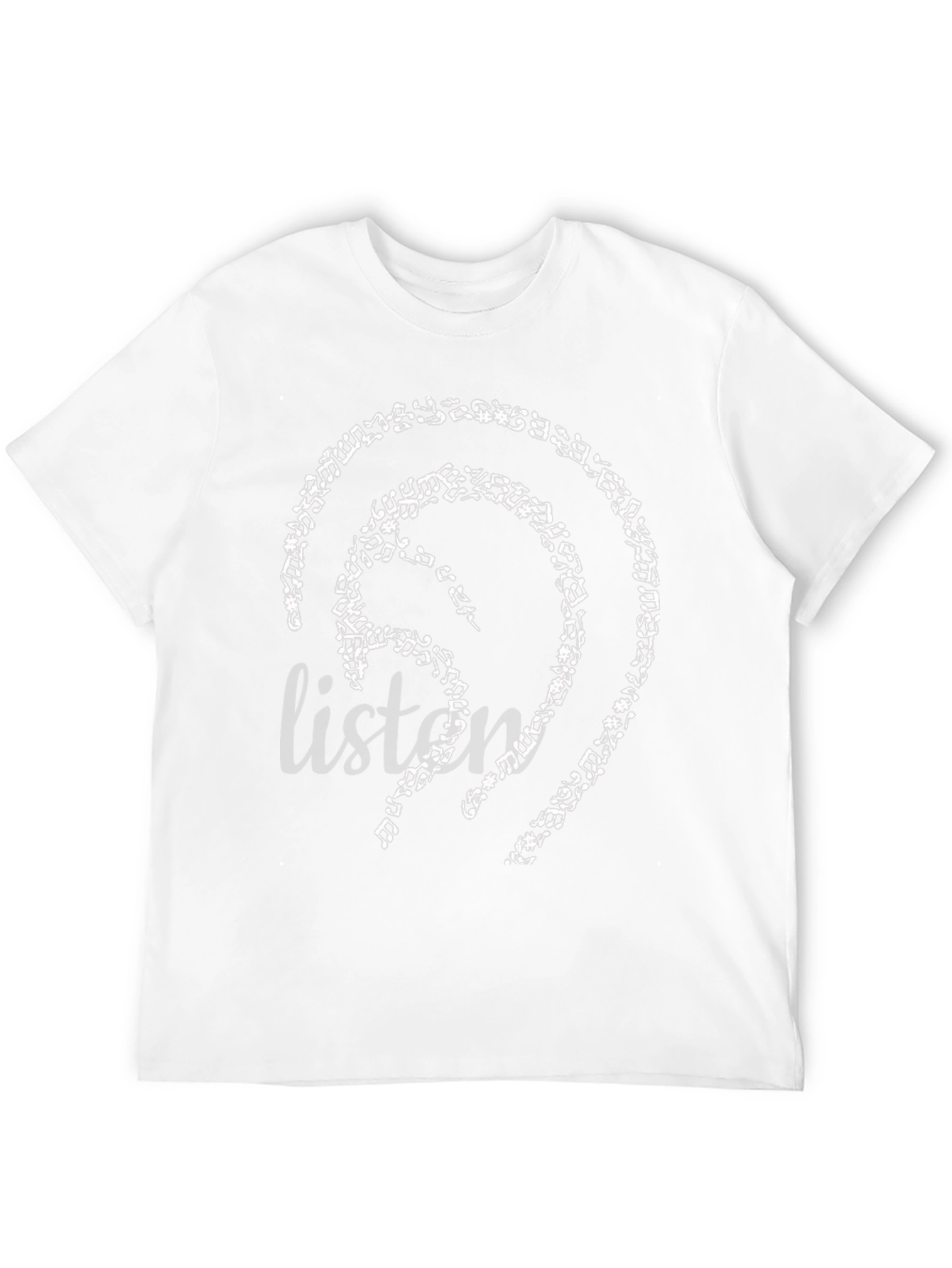 Black Music Notes Ear Design Black T-Shirt view 12