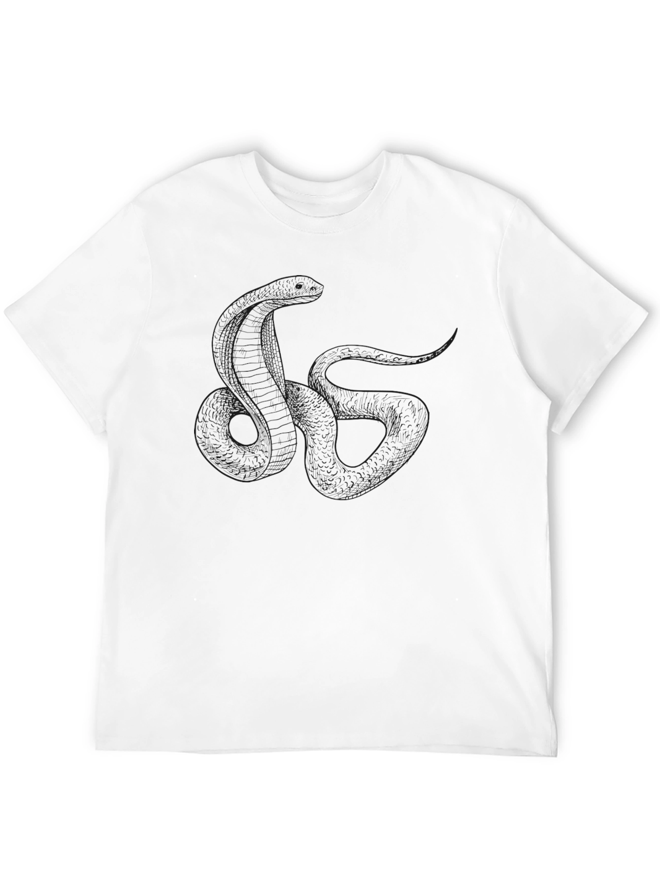 Black Men's Black Snake Print Crew Neck T-Shirt view 12