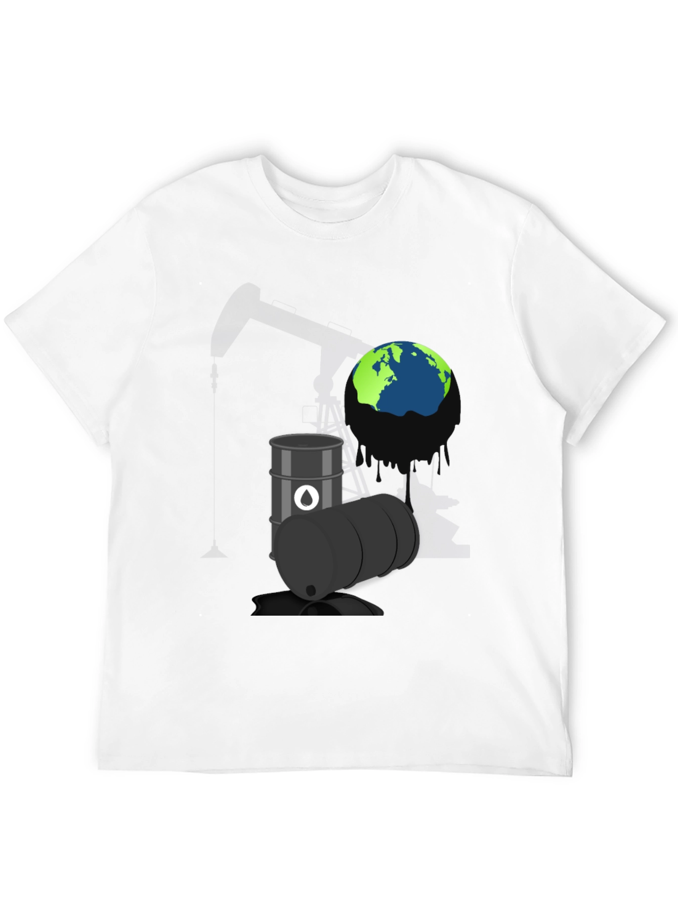 Black Eco-Awareness Graphic Tee - Oil & Earth Design view 12