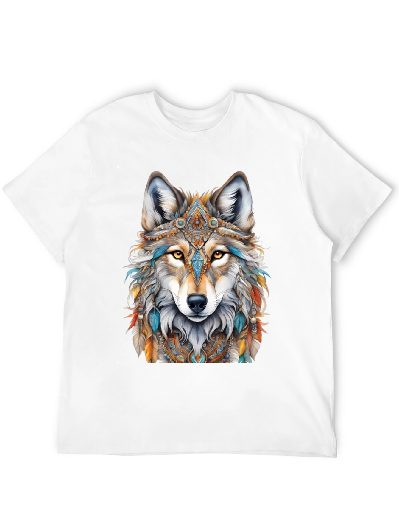 Wolf Spirit T-Shirt - Tribal Headdress Design - 12
