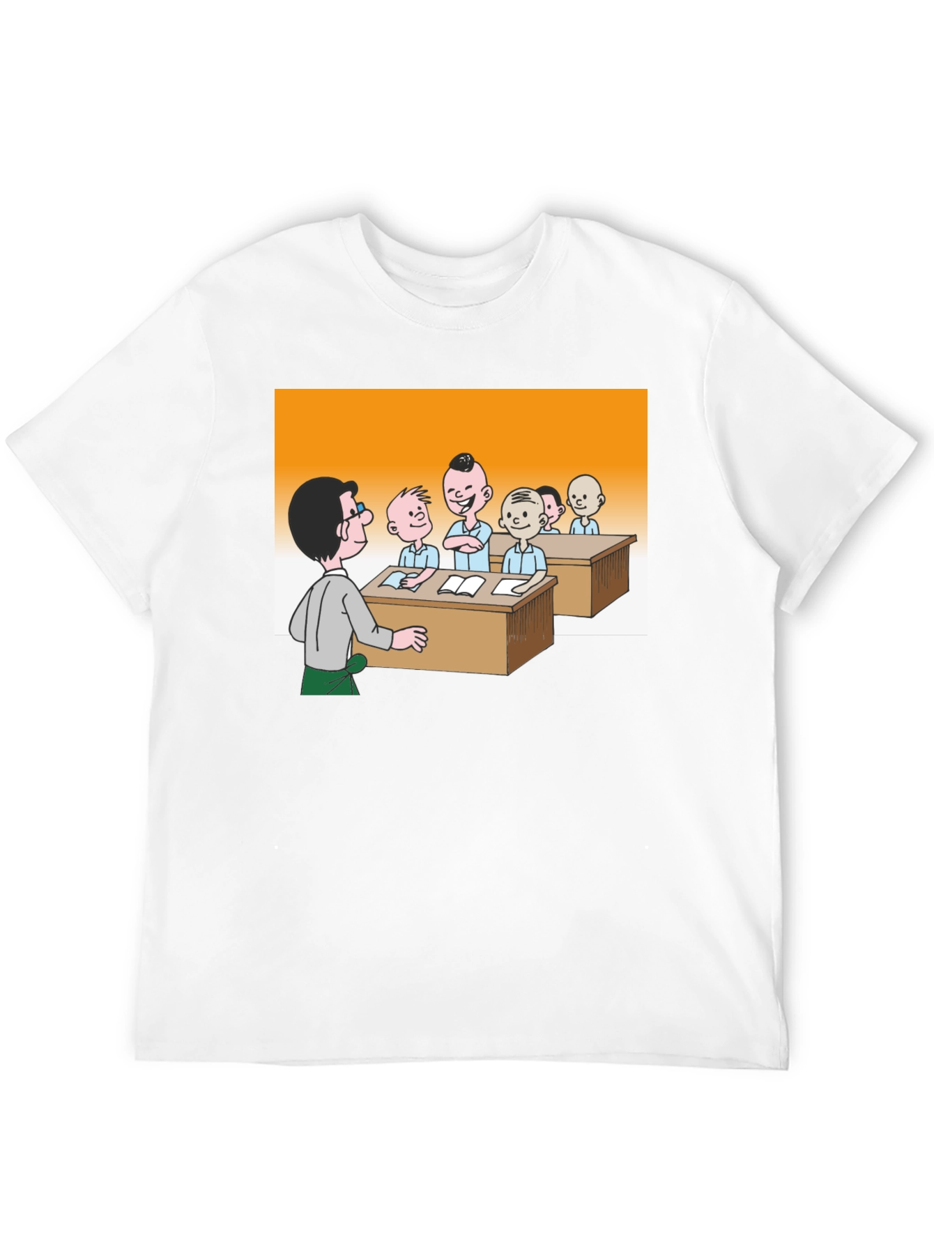 Cartoon Classroom Black T-Shirt - 12