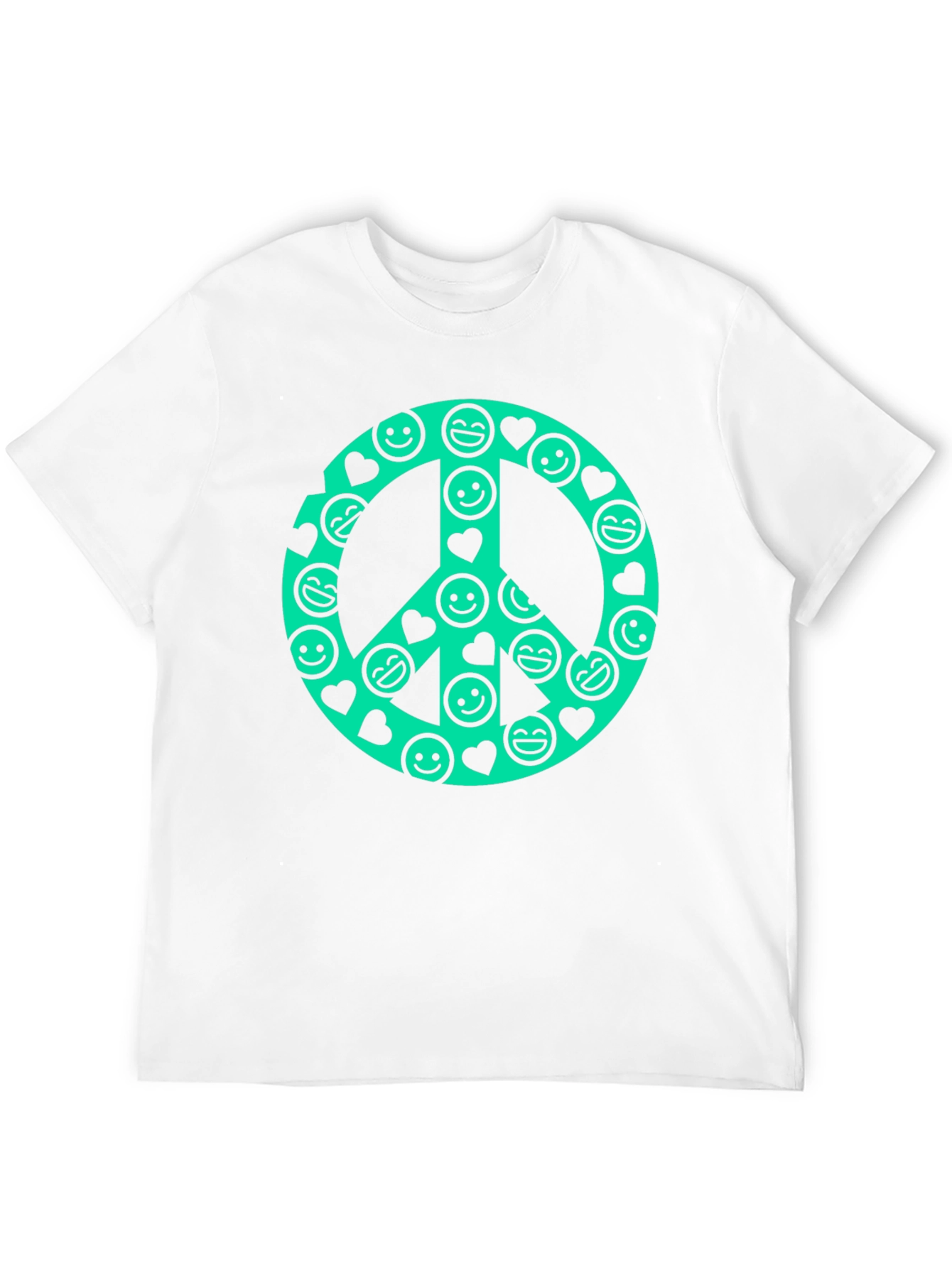 Black Peace Sign Smiley Face Graphic T-Shirt view 12