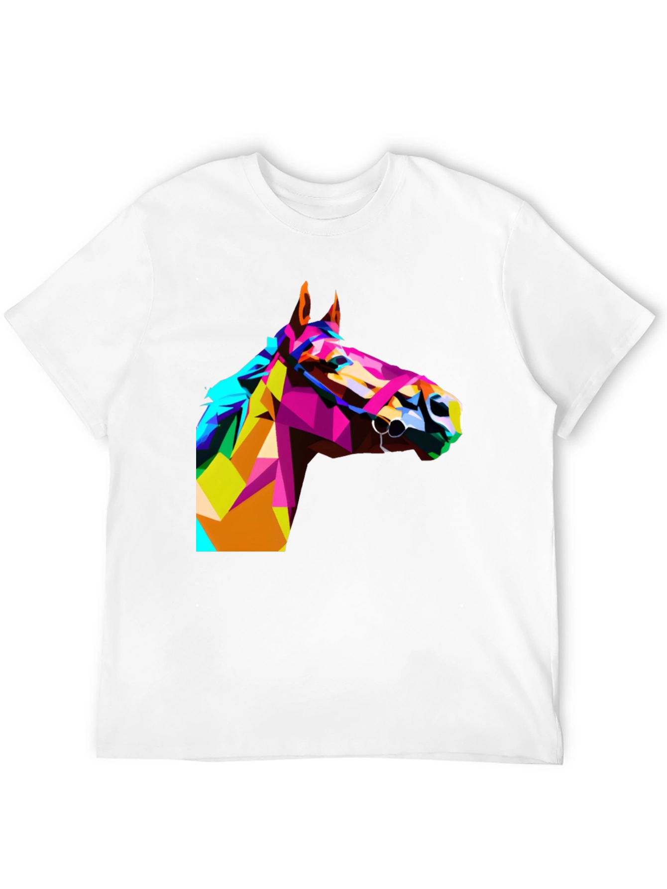 Black Geometric Horse Head Print Black T-Shirt view 12
