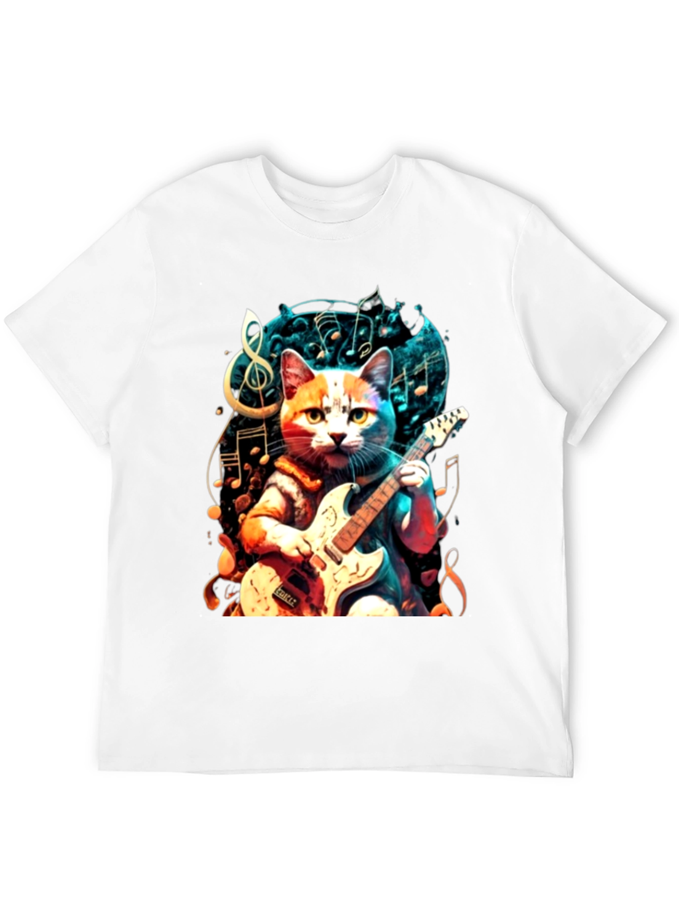 Black Cat Playing Guitar Graphic Tee view 12