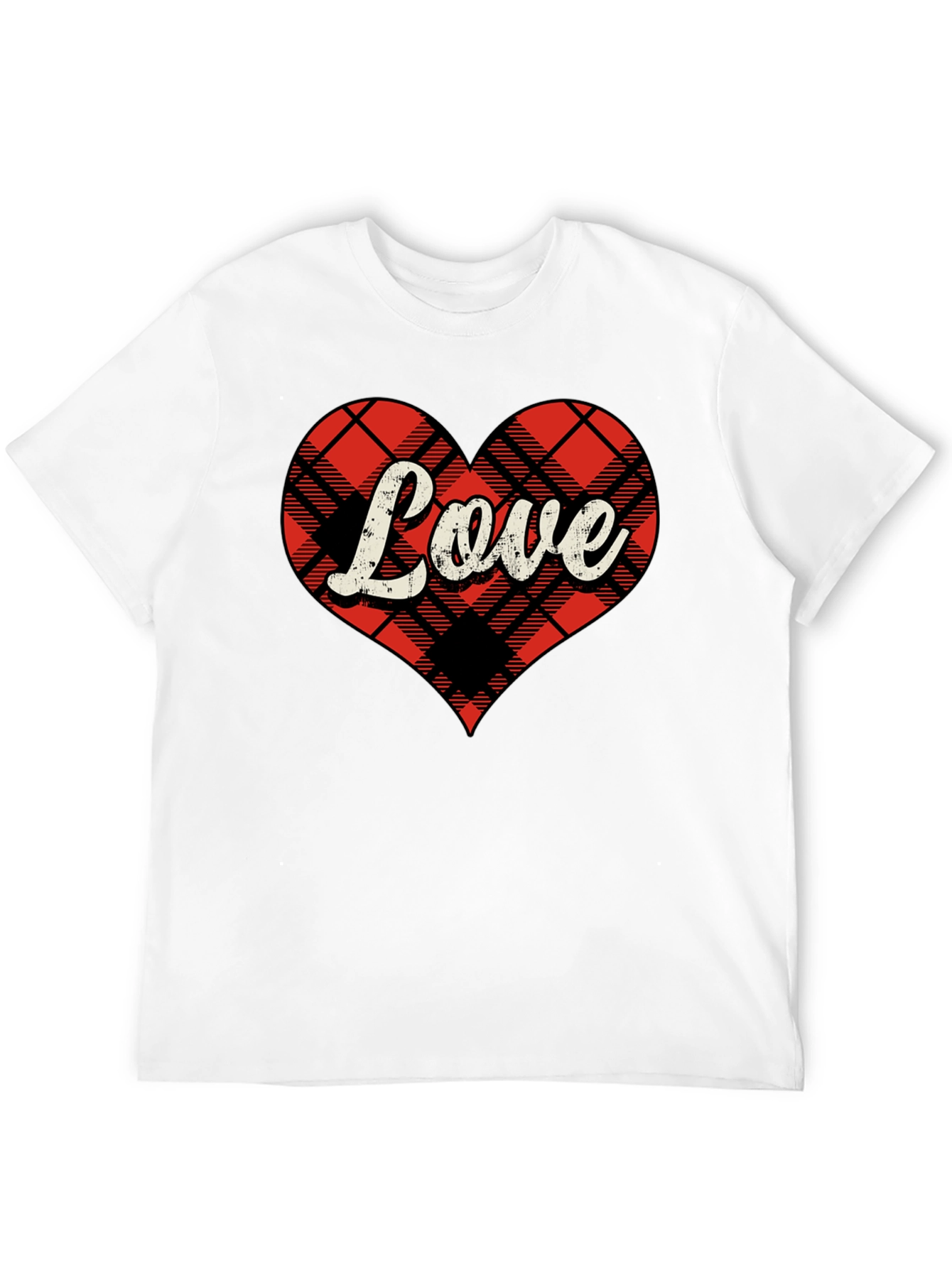 Black Plaid Heart Love Graphic Tee - Stylish & Comfy view 12