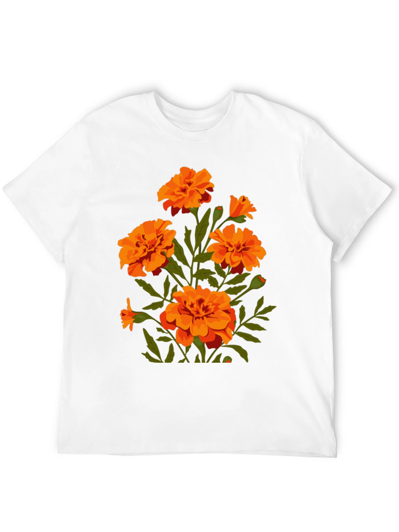 Black Black T-Shirt with Orange Flower Graphic Print view 12