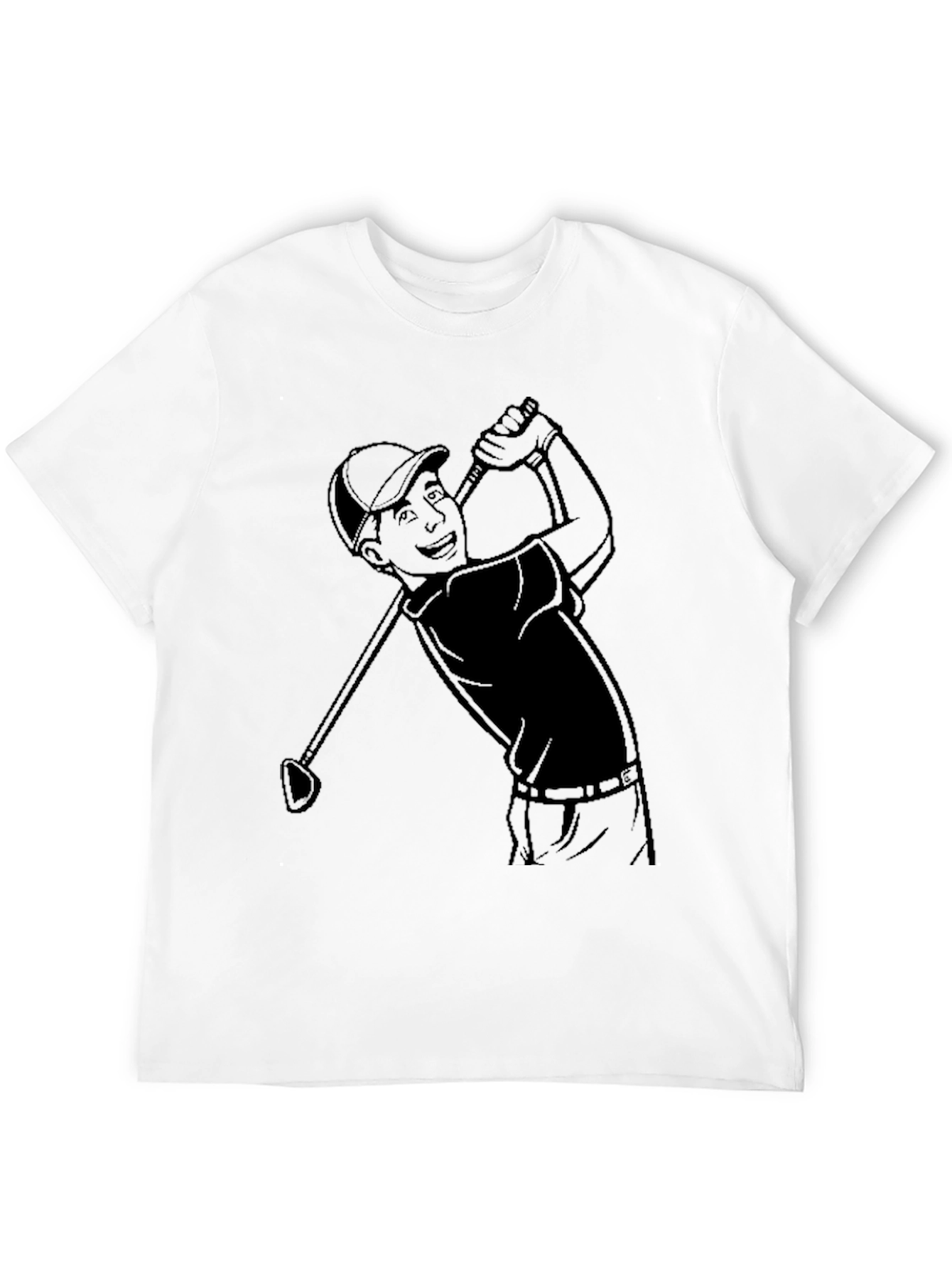 Black Golf Cartoon Tee - Classic Player Design view 12