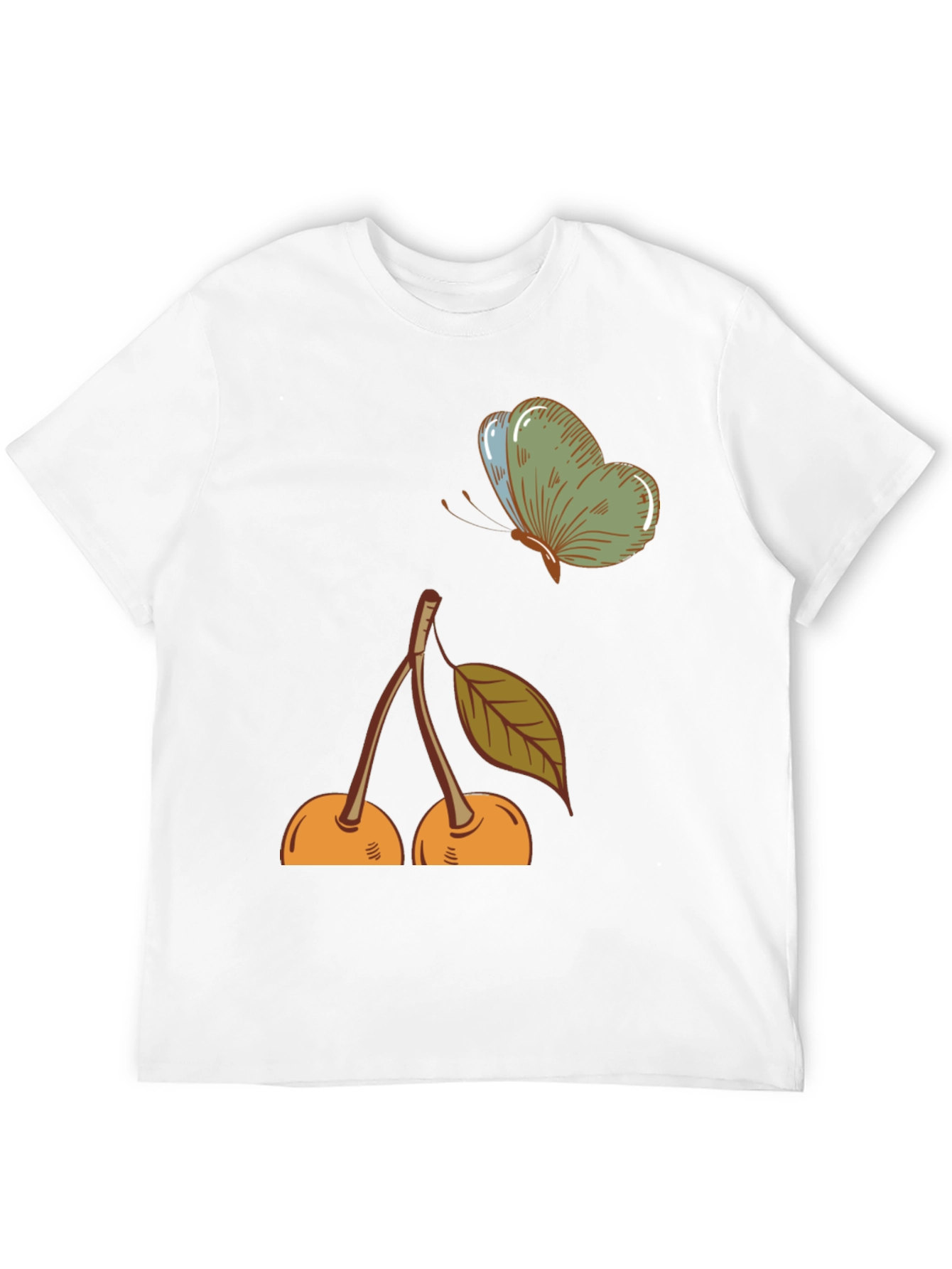 Black Cherry & Butterfly Graphic Tee - Black Casual T-Shirt view 12