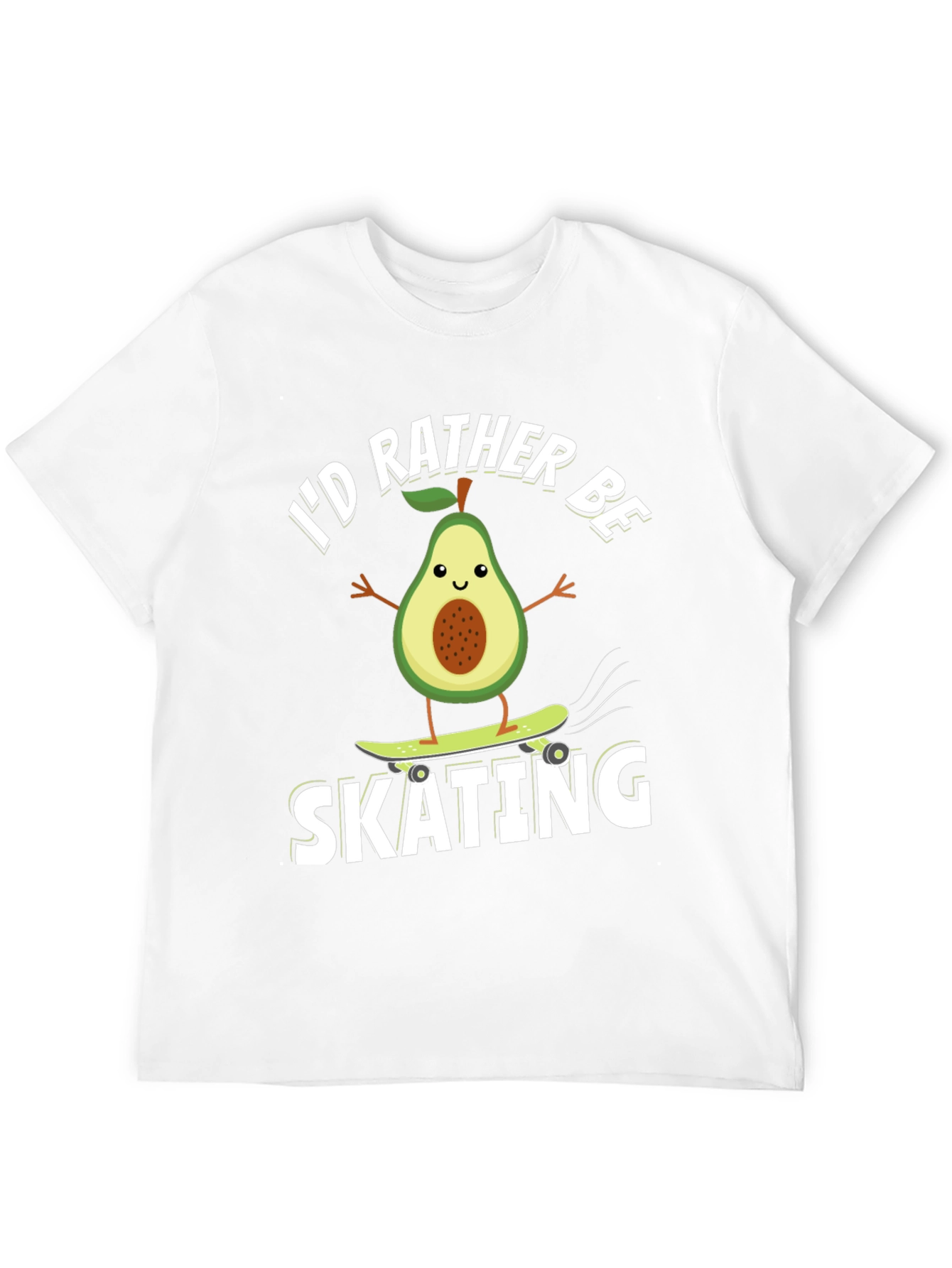 Black Avocado Skating T-Shirt - Funny Fruit Skateboarder Tee view 12